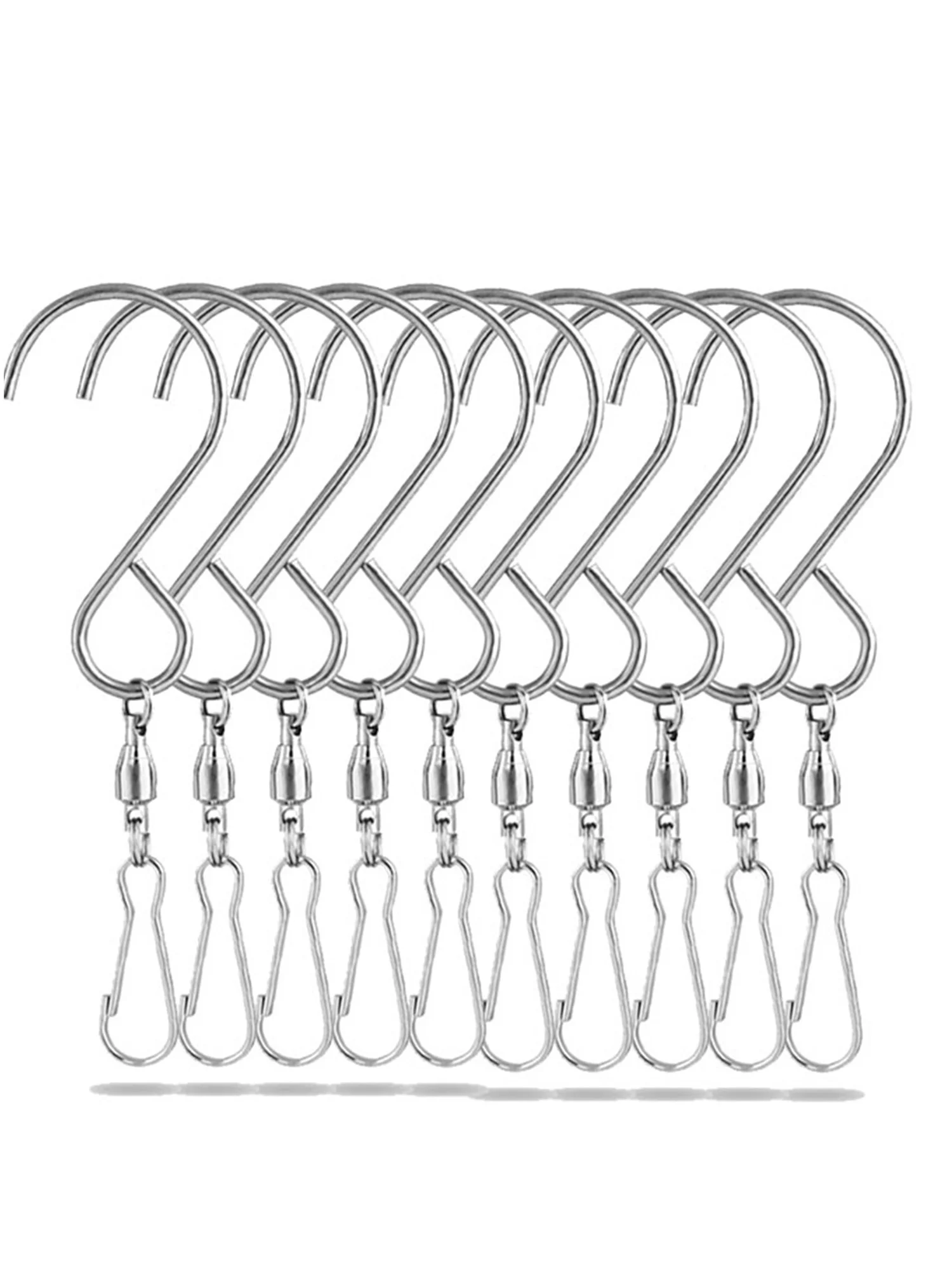 10Pcs Swivel Hooks Clips Spiral S Hooks for Hanging Wind Chimes Crystal Twisters Bird Feeder