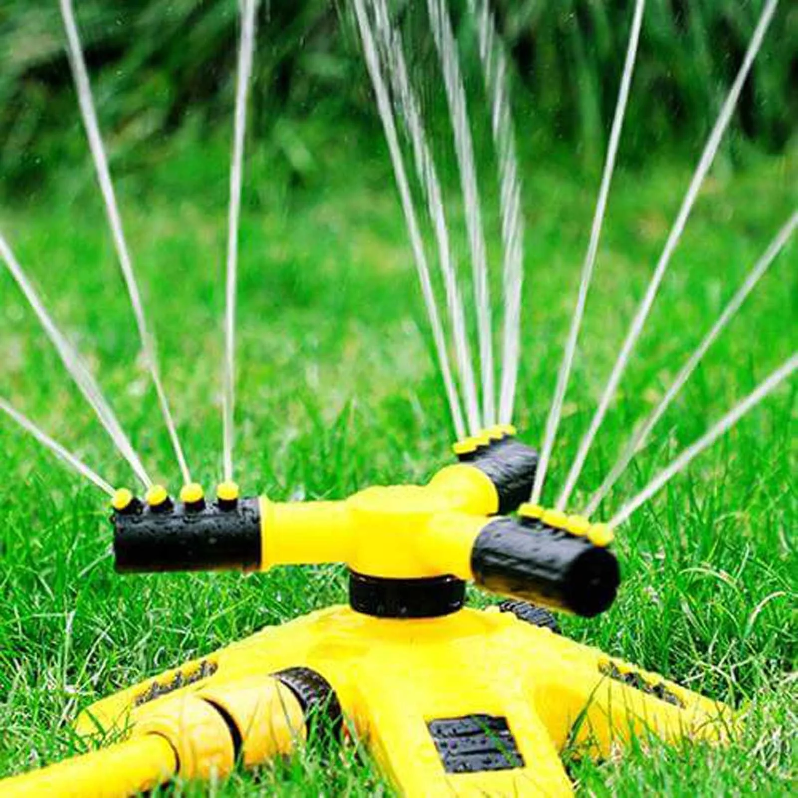 Dengmore Garden Sprinkler 360掳 Automatic Rotating Portable Lawn Sprinkler 3 Arm Nozzle for Home