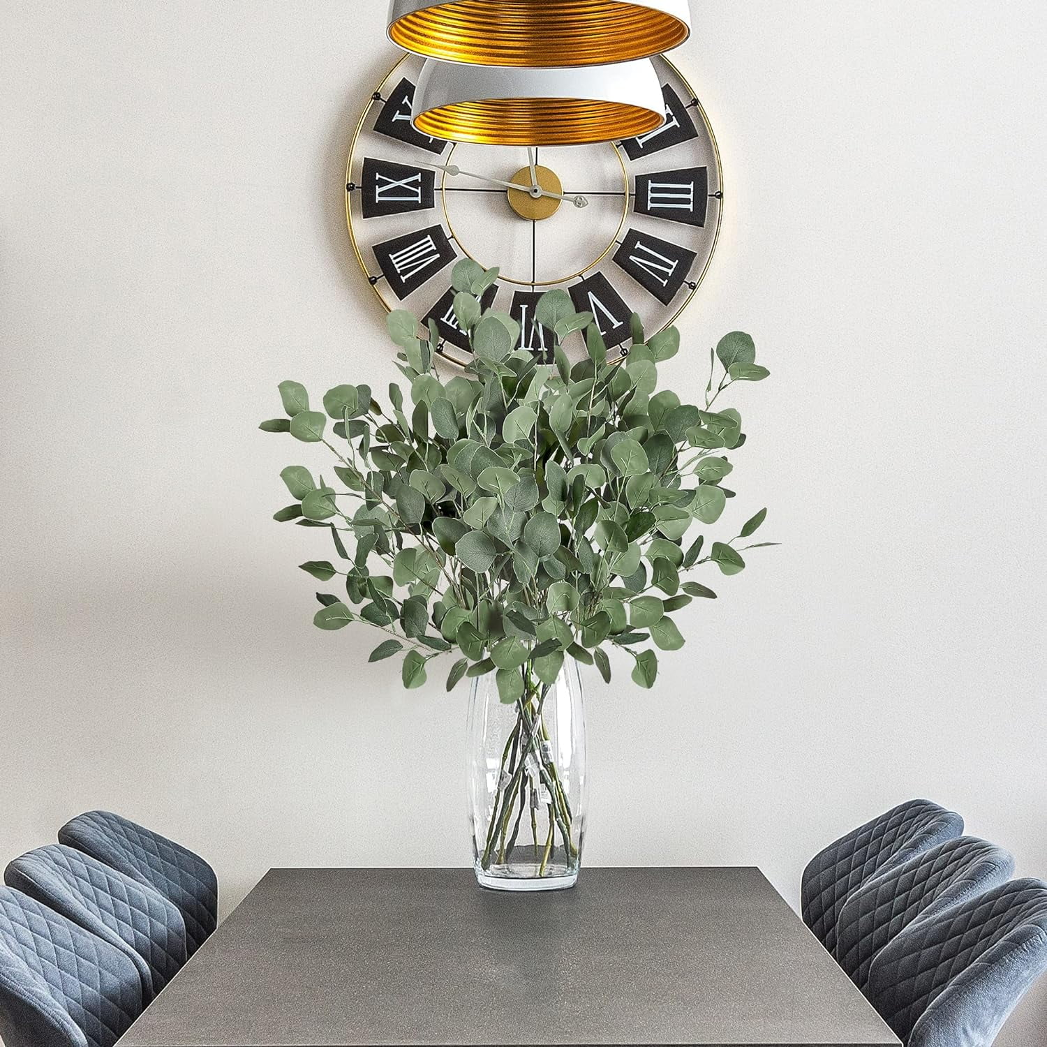 6 Pcs Fall Artificial Eucalyptus Stems Long Silver Dollar Leaves Fake Silk Eucalyptus Leaf Branches for Indoor Home Autumn Festival Thanksgiving Decor(Dark Brown)