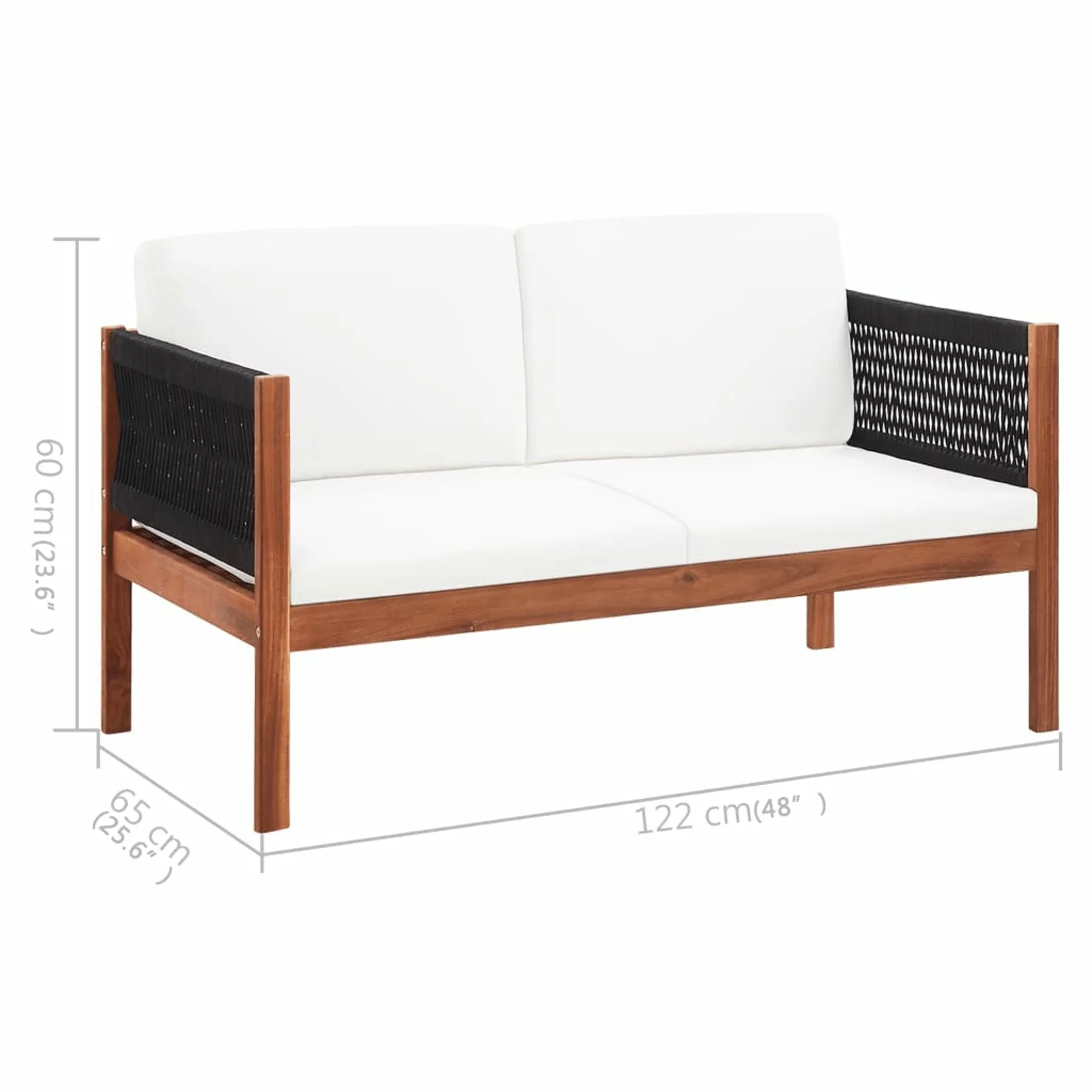 Tomshoo Patio Sofa 2-Seater Solid Acacia Wood