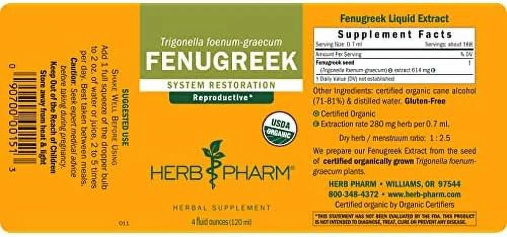 Herb Pharm Fenugreek 4 oz DFENU04 ME