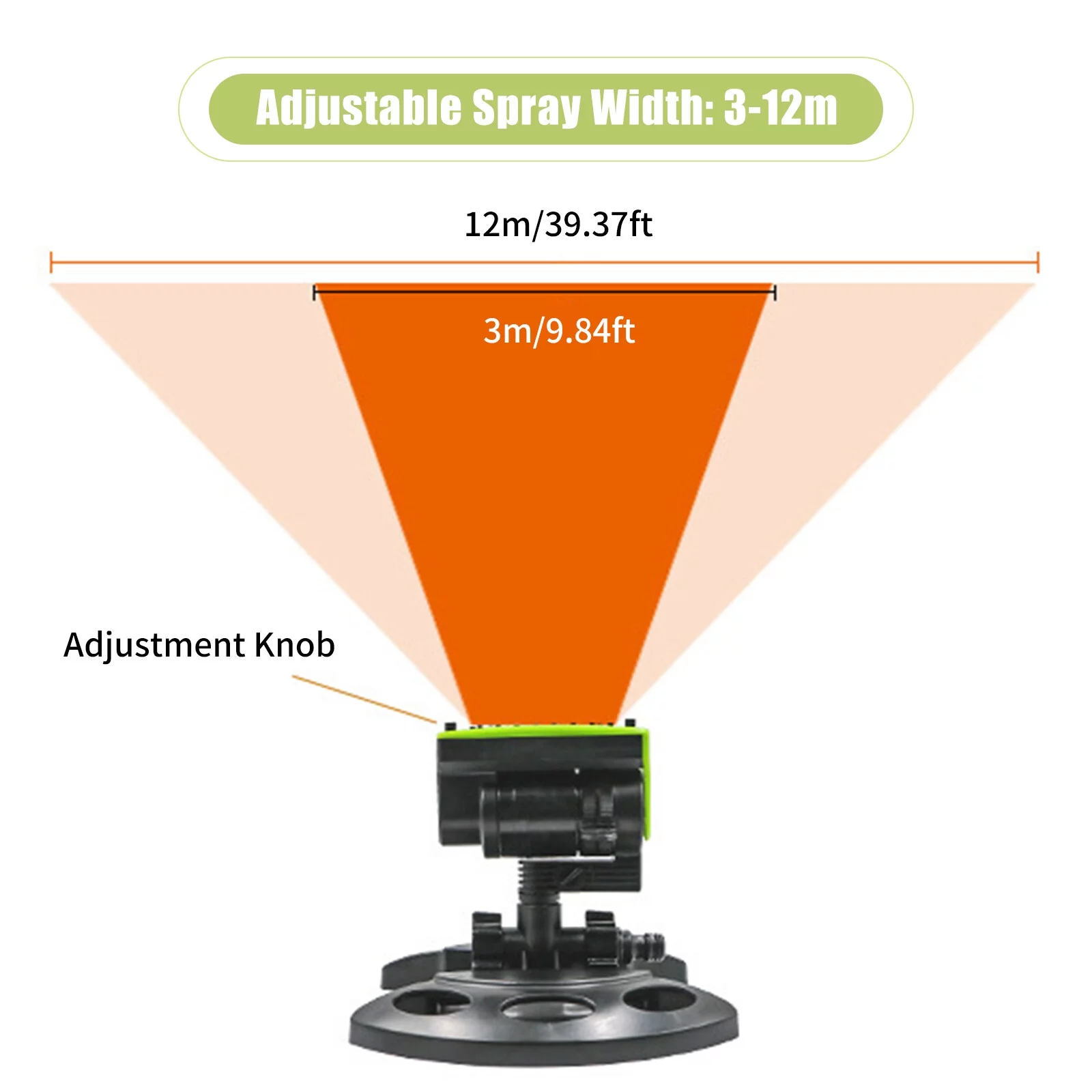 Yabuy Green Garden Sprinkler, Adjustable 180° Rotating Water Sprayer for Lawns and Gardens