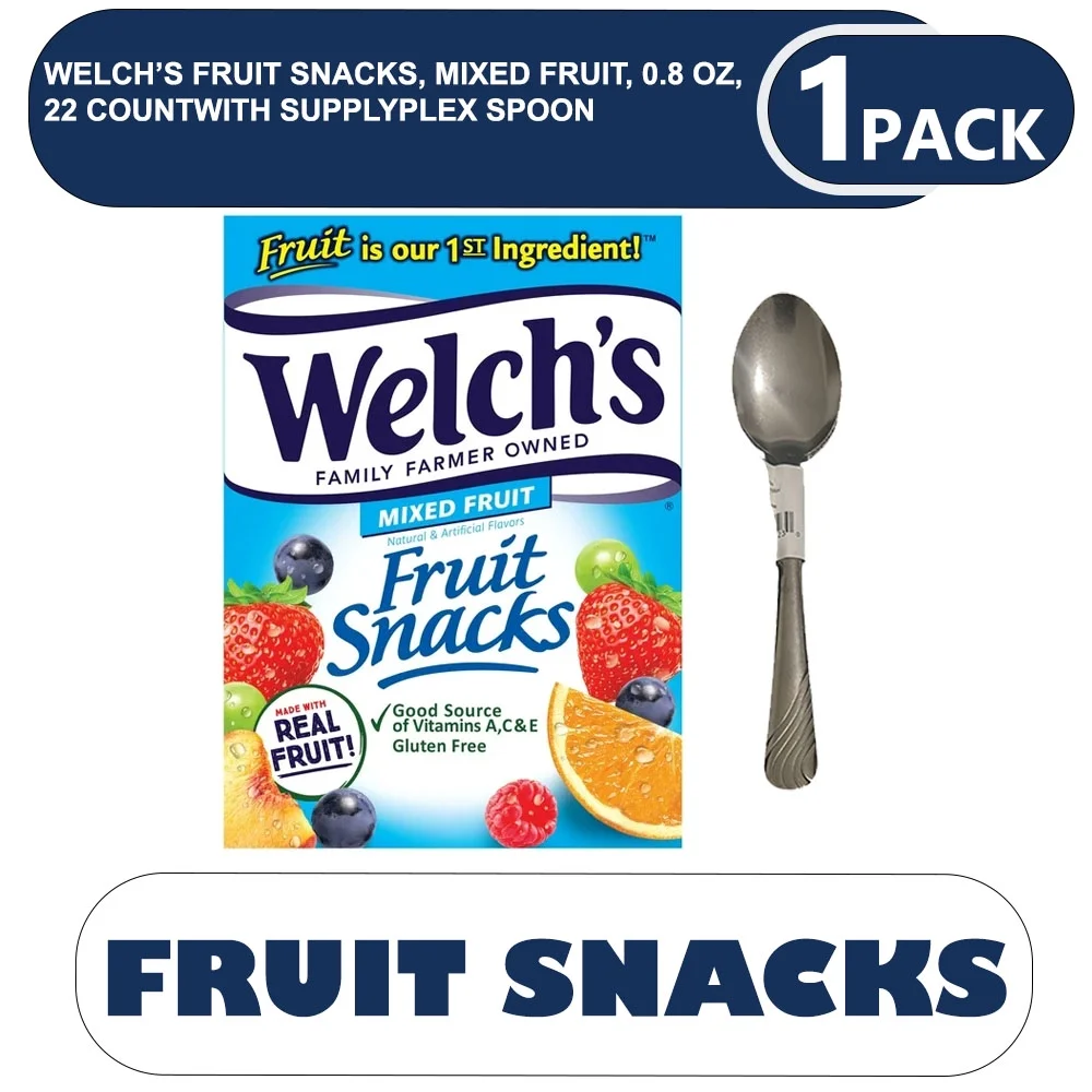 Welch’s Fruit Snacks, Mixed Fruit, 0.8 oz, 22 Count with supplyplex spoon