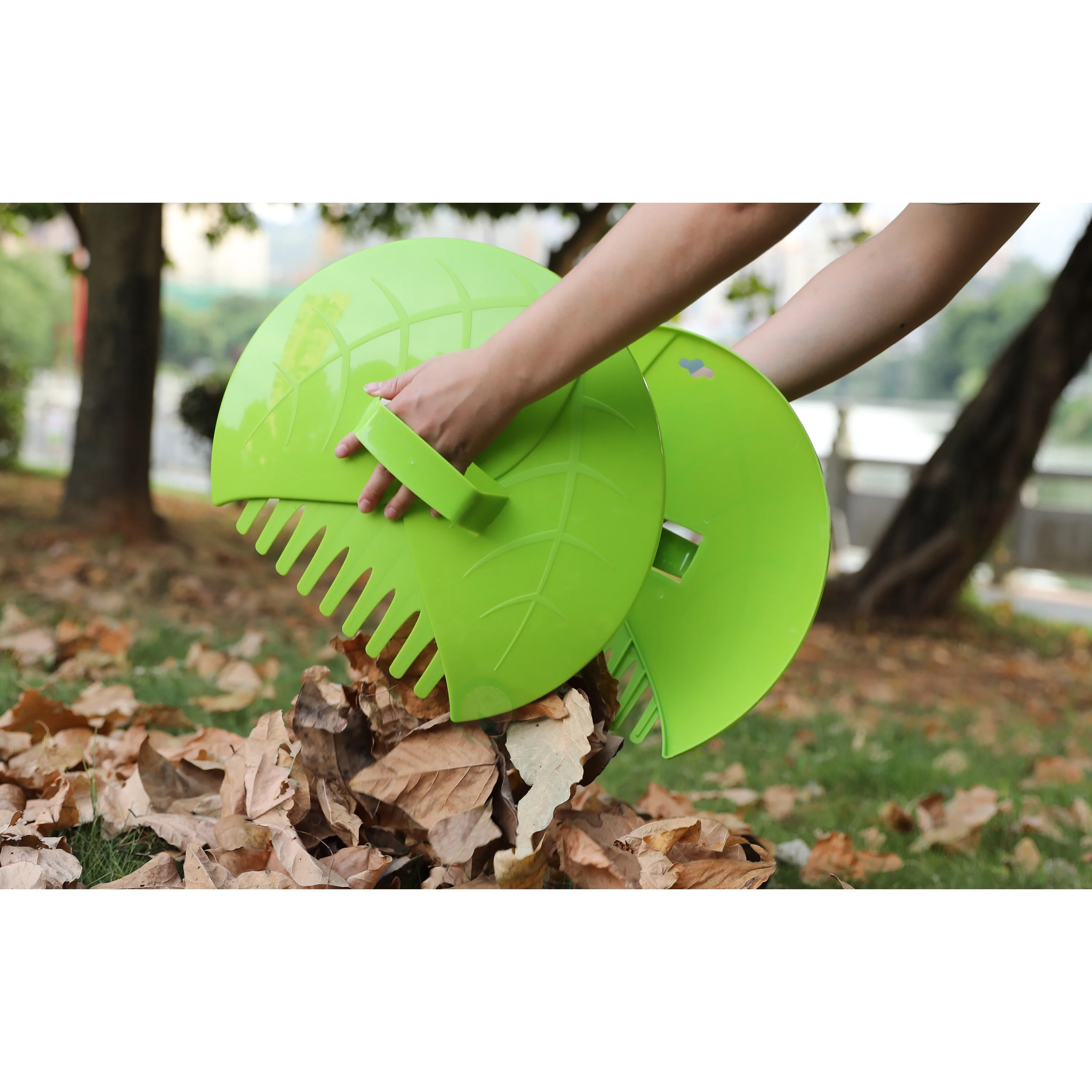 Decorative Pair of Leaf Scoops, Hand Rakes for Lawn and Garden Cleanup