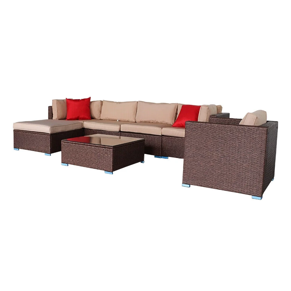 Rattan Wicker Sofa Set Sectional Couch Cushions Patio Furniture Table Chair Sets