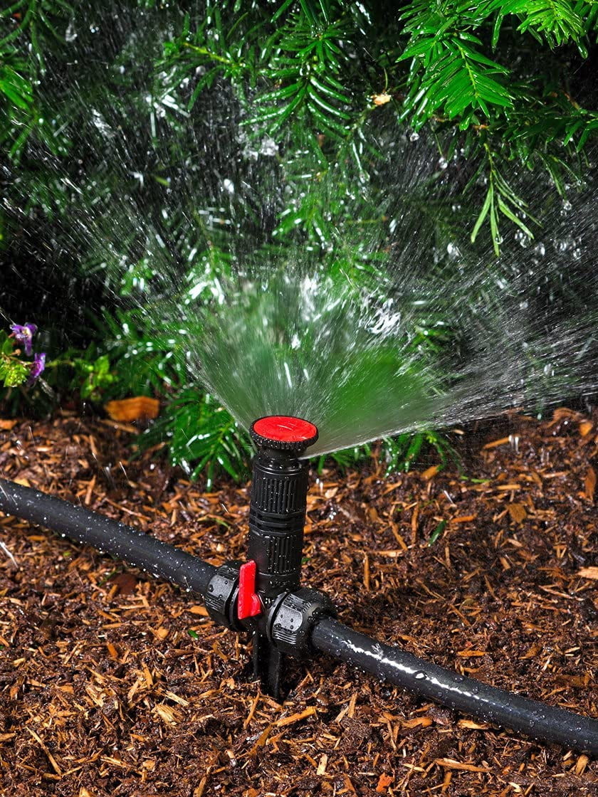 Snip-n-Spray Garden & Landscape Sprinkler System | Adjustable Outdoor Garden Irrigation System with 50 ft Hose, 3 Rotor Sprinklers, 3 End Caps, 1 Hose Coupler & 1 Y-Connector