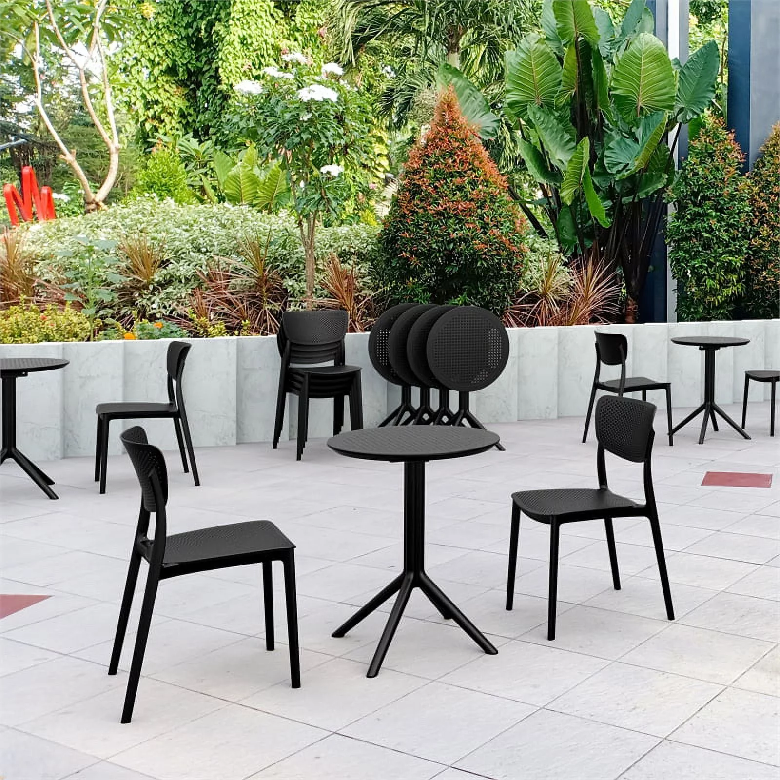 Siesta  Lucy Round Bistro Set with 24 in. Table Top, Black - 3 Piece