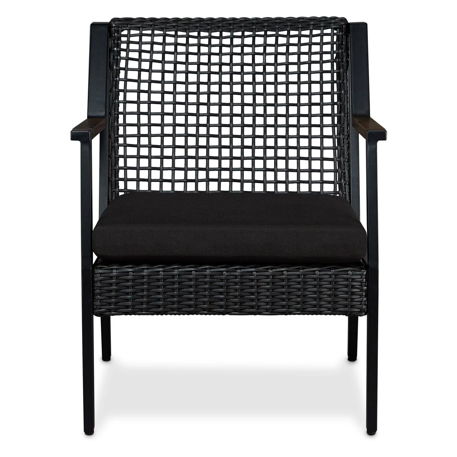 Real Flame Calvin Aluminum Patio Dining Arm Chair in Black (Set of 2)