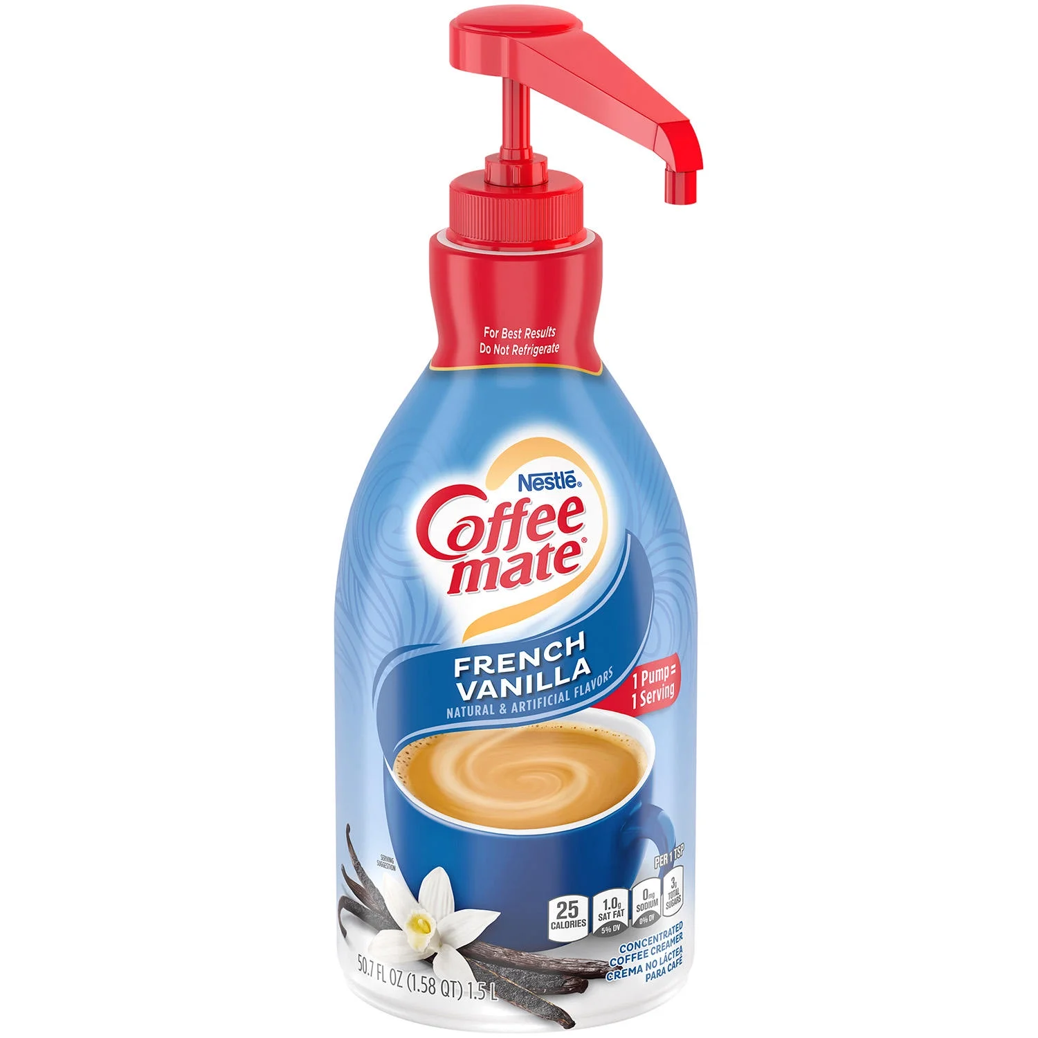 Nestle Coffee-mate Liquid Creamer Pump, French Vanilla (1.5 L)