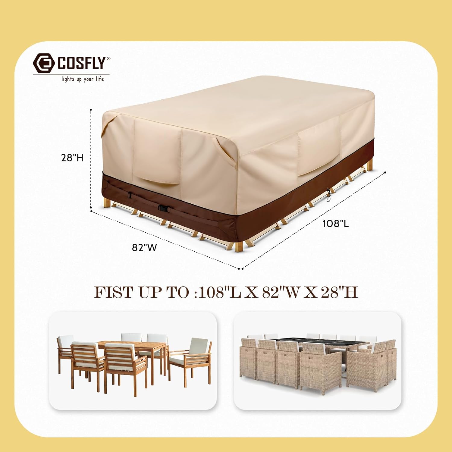 Waterproof Patio Furniture Set Covers Durable, Outdoor Table and Chair Covers Rectangular Large - Fits up to 98L x 78W x 32H inches