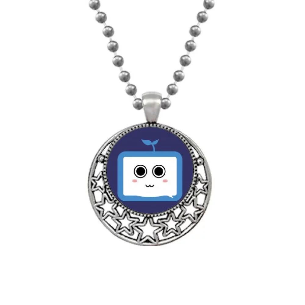 Saplings Cute Small TV Face Original Necklaces Pendant Retro Moon Stars Jewelry