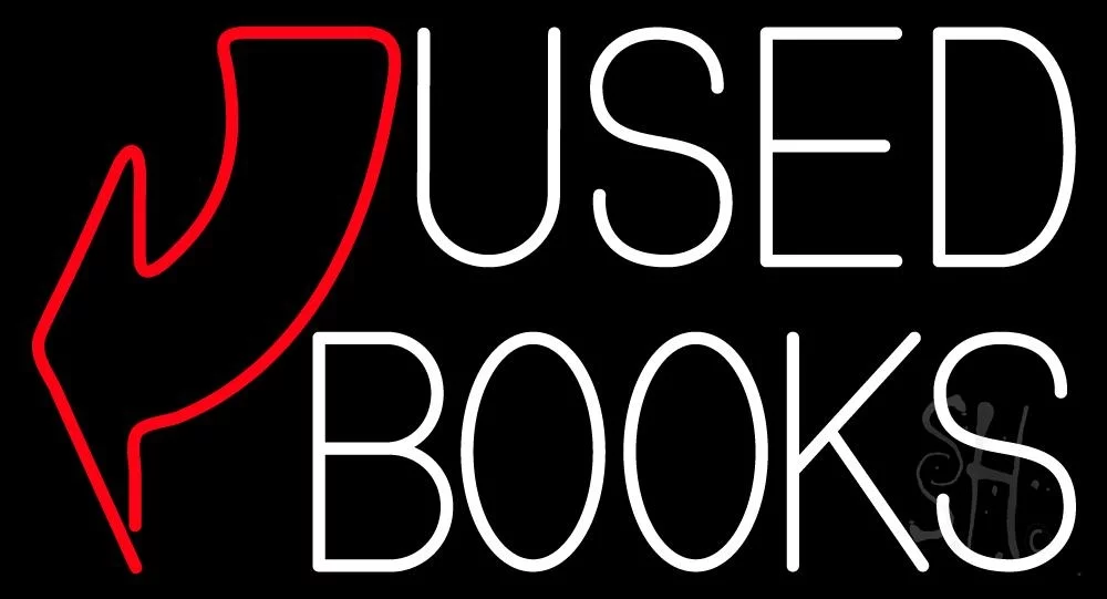 Used Books With Arrow LED Neon Sign 13 x 24 - inches, Black Square Cut Acrylic Backing, with Dimmer - Bright and Premium built indoor LED Neon Sign for Defence Force.