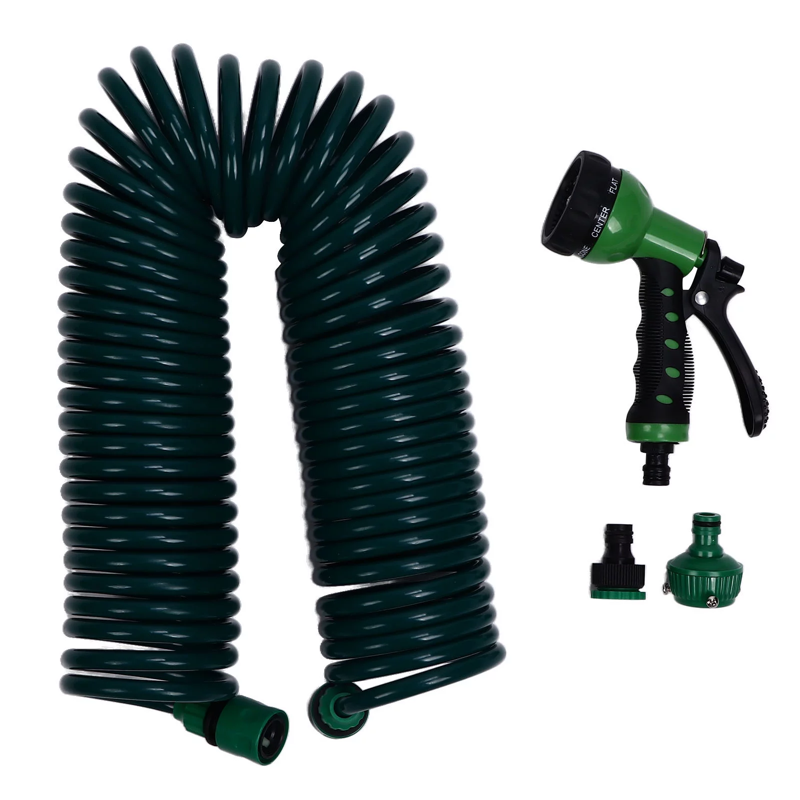 Car Wash Spring Hose Coil Garden Water Hose 15m/49.2ft EVA 7 Modes Garden Telescopic Spring Tube for Watering Plants Gardens Lawns