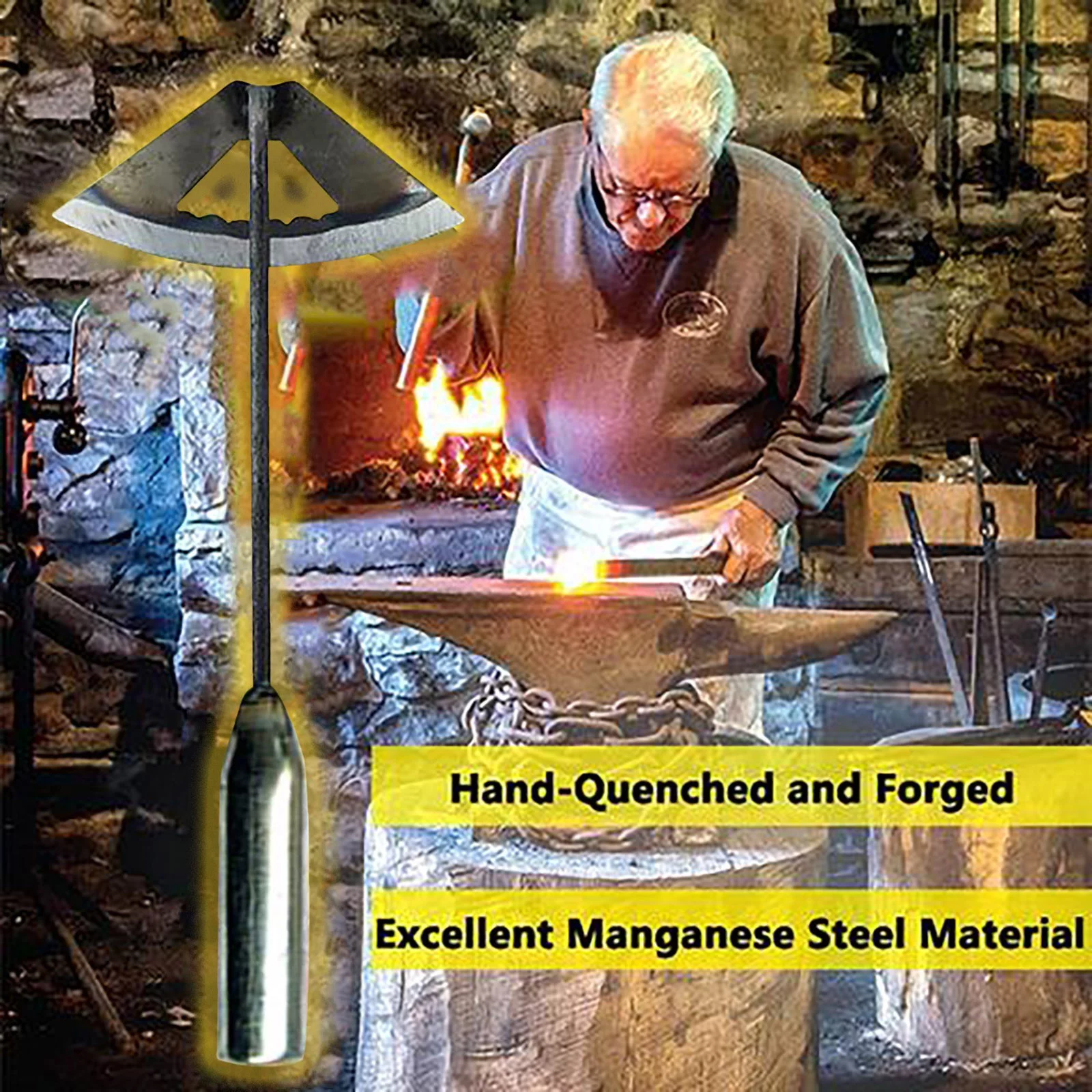 Wild Food 20lb Bag All-Steel Hardened Hollow Hoe - Durable Edge Tool, Garden Edger Weeder, Hand