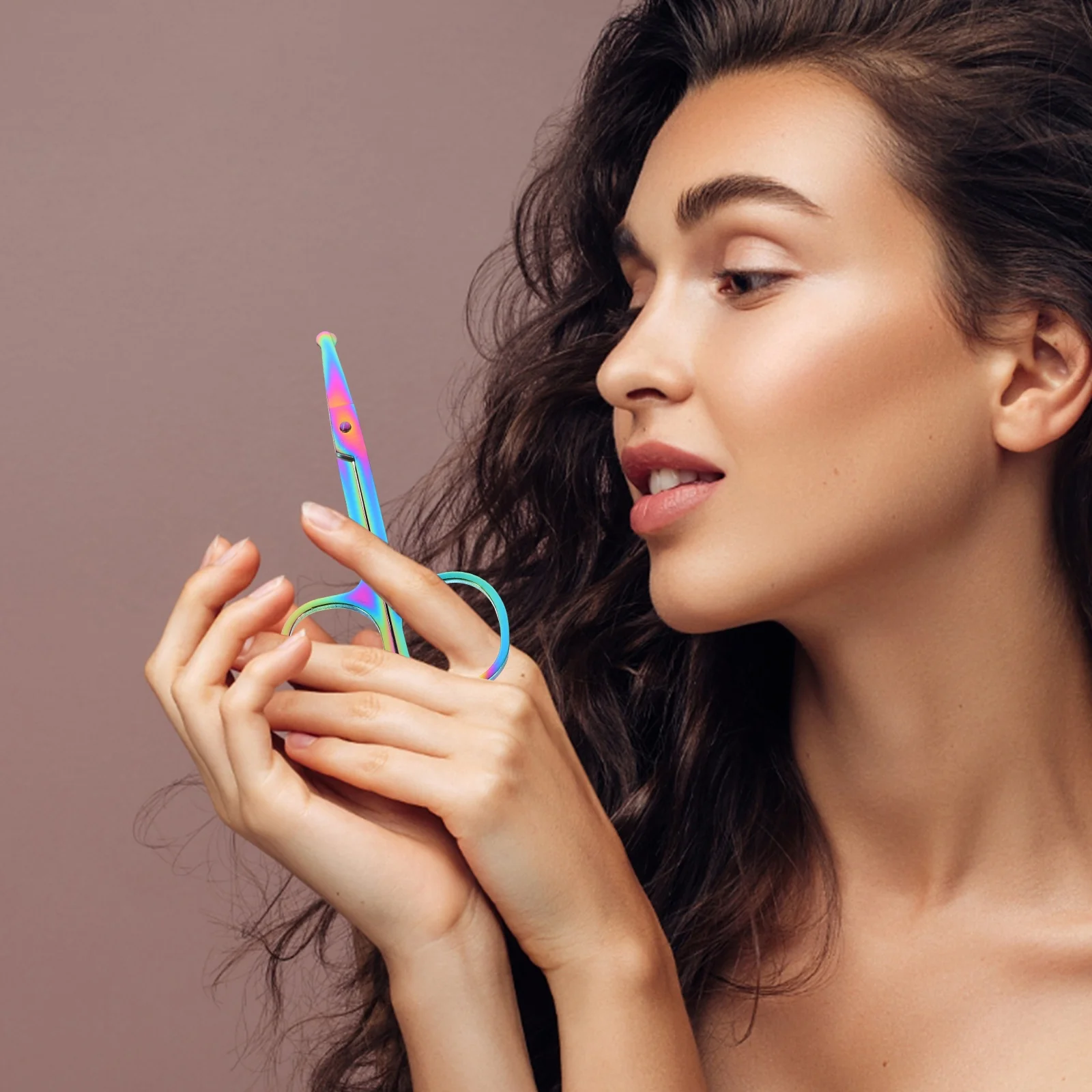 Nose Hair Trimming Tool Scissors Brow Face Eyebrow Cosmetic Man Stainless Steel 2 Pcs