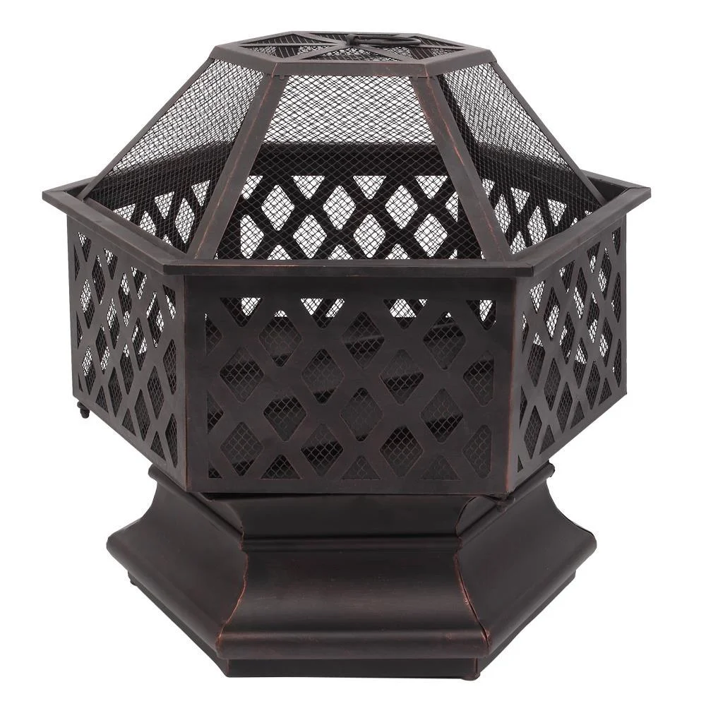 SalonMore Fire Pit Wooden Hex-Shaped Decoration Patio 22