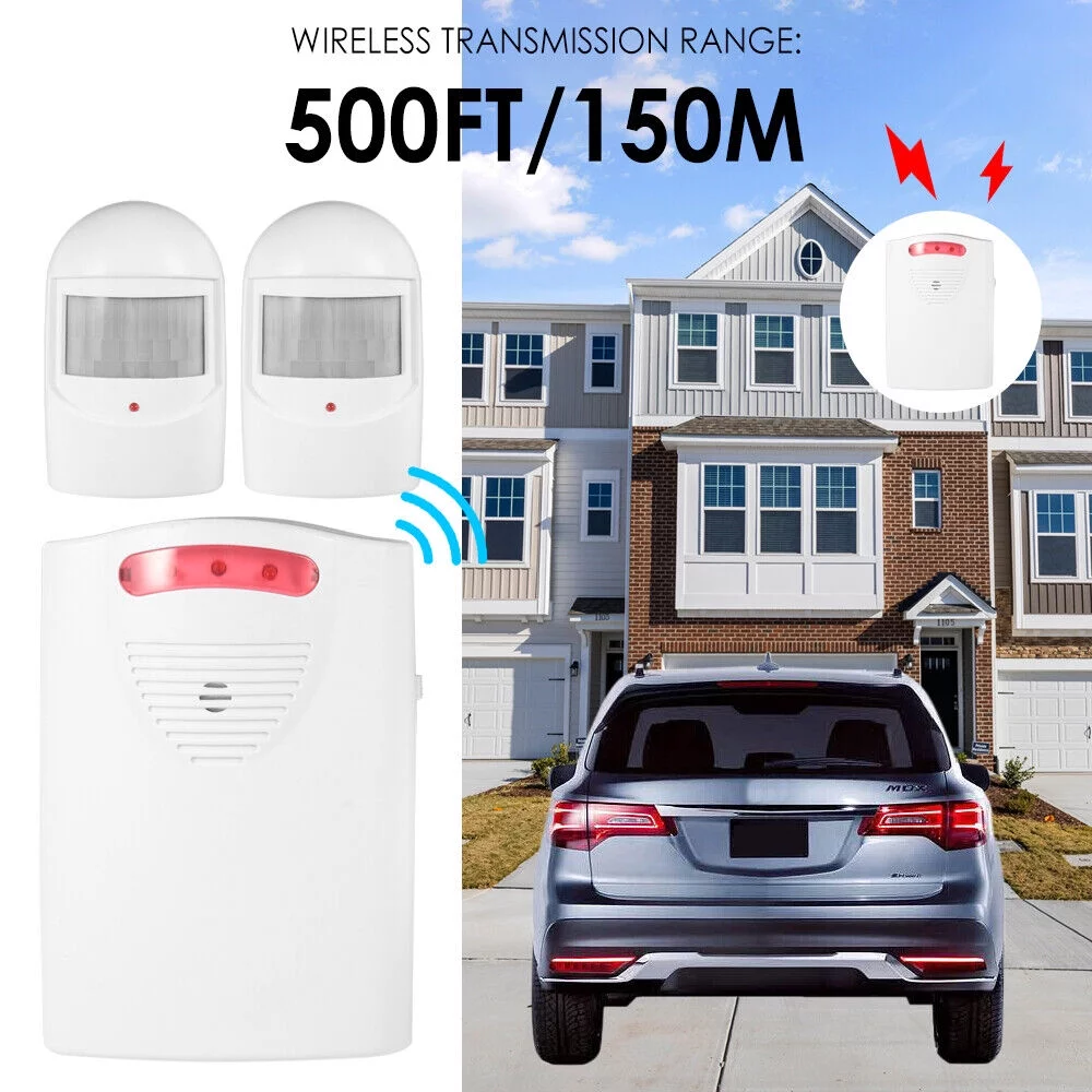 PIR Motion Sensor 500FT Wireless Alarm Alert Security Shed Home Garage Caravan