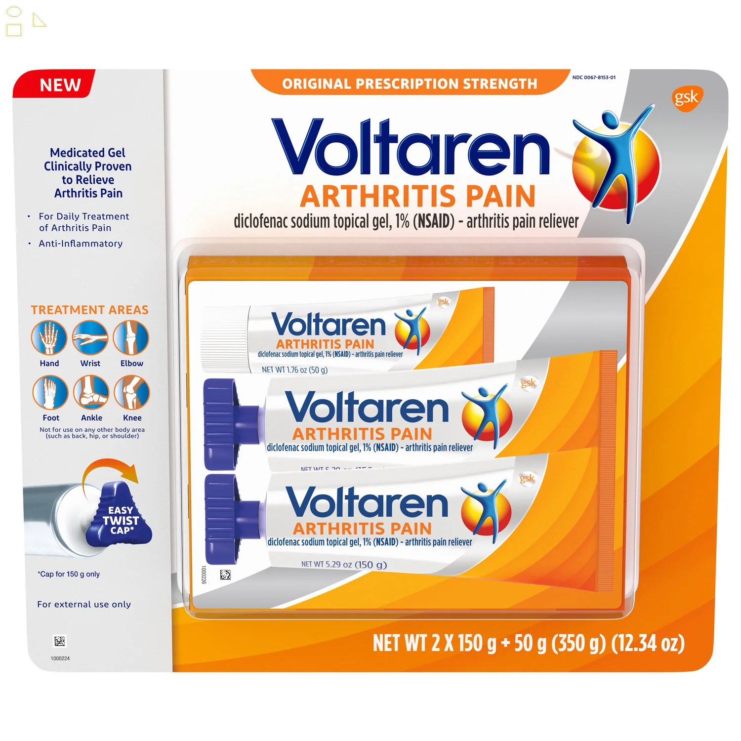 Voltaren Arthritis Pain Gel, 12.34 Ounces 1% Diclofenac Sodium