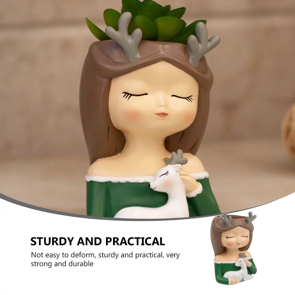 Guichaokj 1pc Resin Succulent Flower Pot Decorative Flowerpot Desktop Decor (Green)