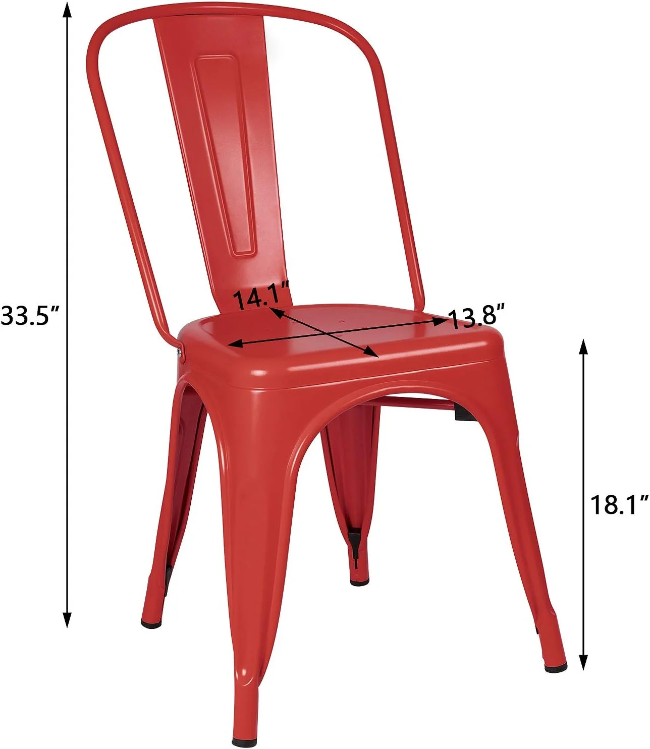 Metal Dining Chairs Indoor Outdoor Use Stackable Tolix Industrial Metal Chairs Set Of 4 For Kitchen, Dining Room, Bistro And Cafe (Red)