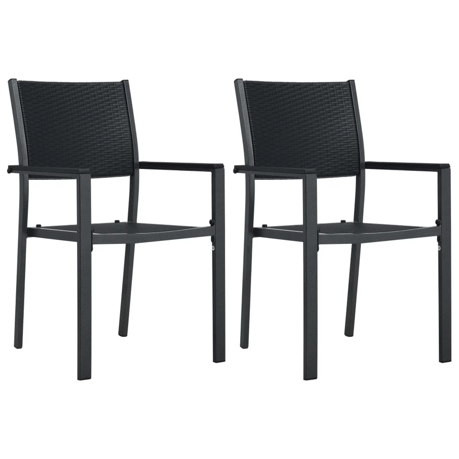 Dcenta 2 Piece Garden Chairs Plastic Rattan Look and Steel Outdoor Dining Chair Black for Patio, Backyard, Lawn, Balcony, Dining Room, Outdoor Furniture 23 x 21.1 x 34.8 Inches (W x D x H)