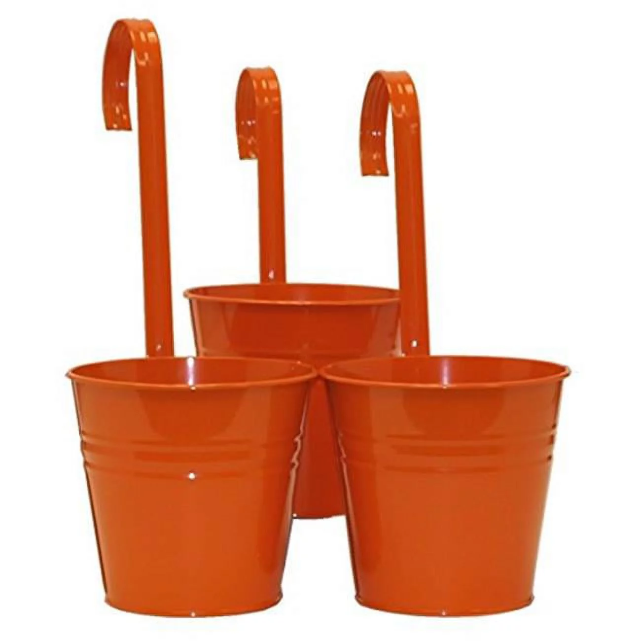 Houston International Trading 8535E TA S-3 7 in. dia. Enameled Galvanized Planter with Handle, Tangerine