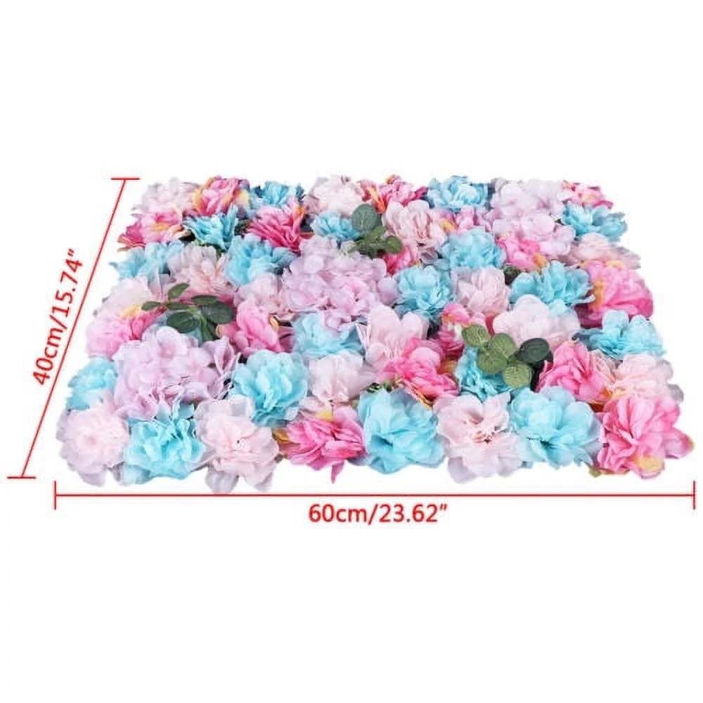12X Wedding Artificial Flower Wall Pink&Azure Hydrangea Rose Panel Party Decor