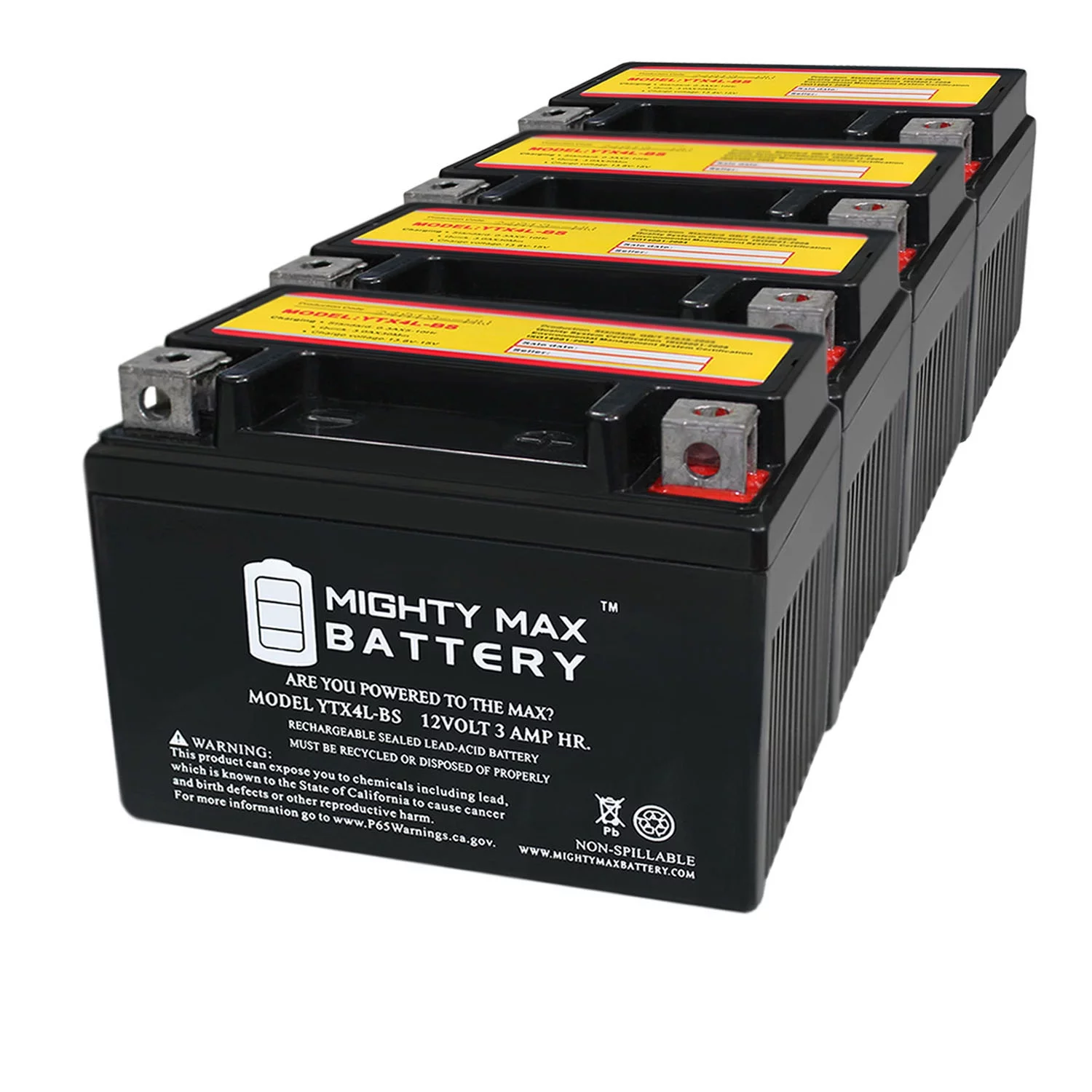 YTX4L-BS SLA Battery Replaces Husqvarna 450 FC 2014-2017 - 4 Pack