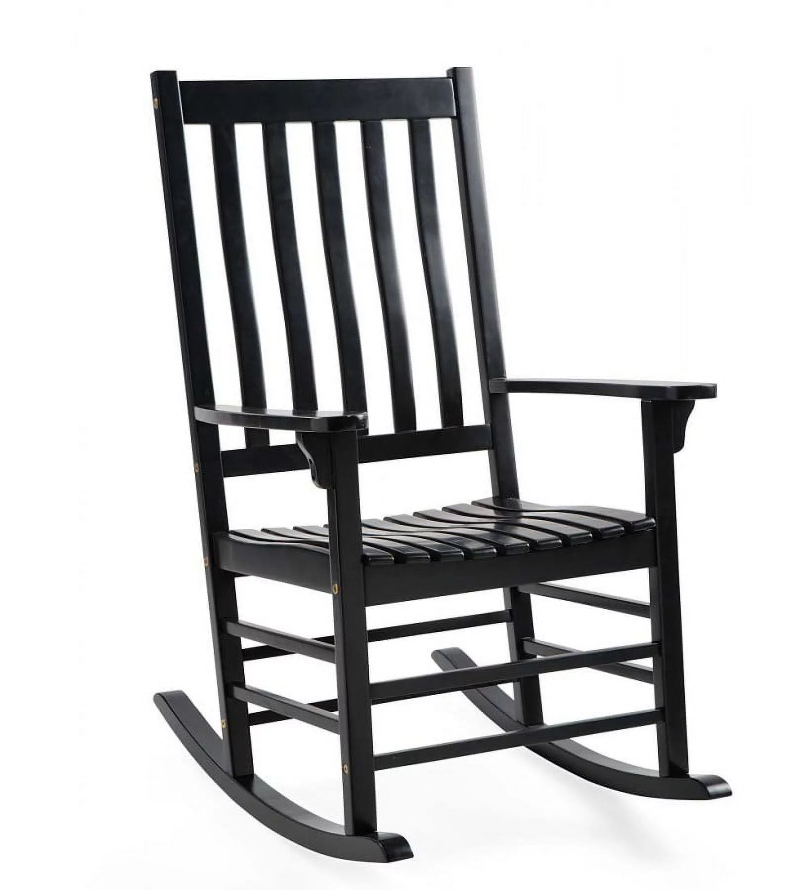 Plow & Hearth Slatted Wood Rocker - Black Paint