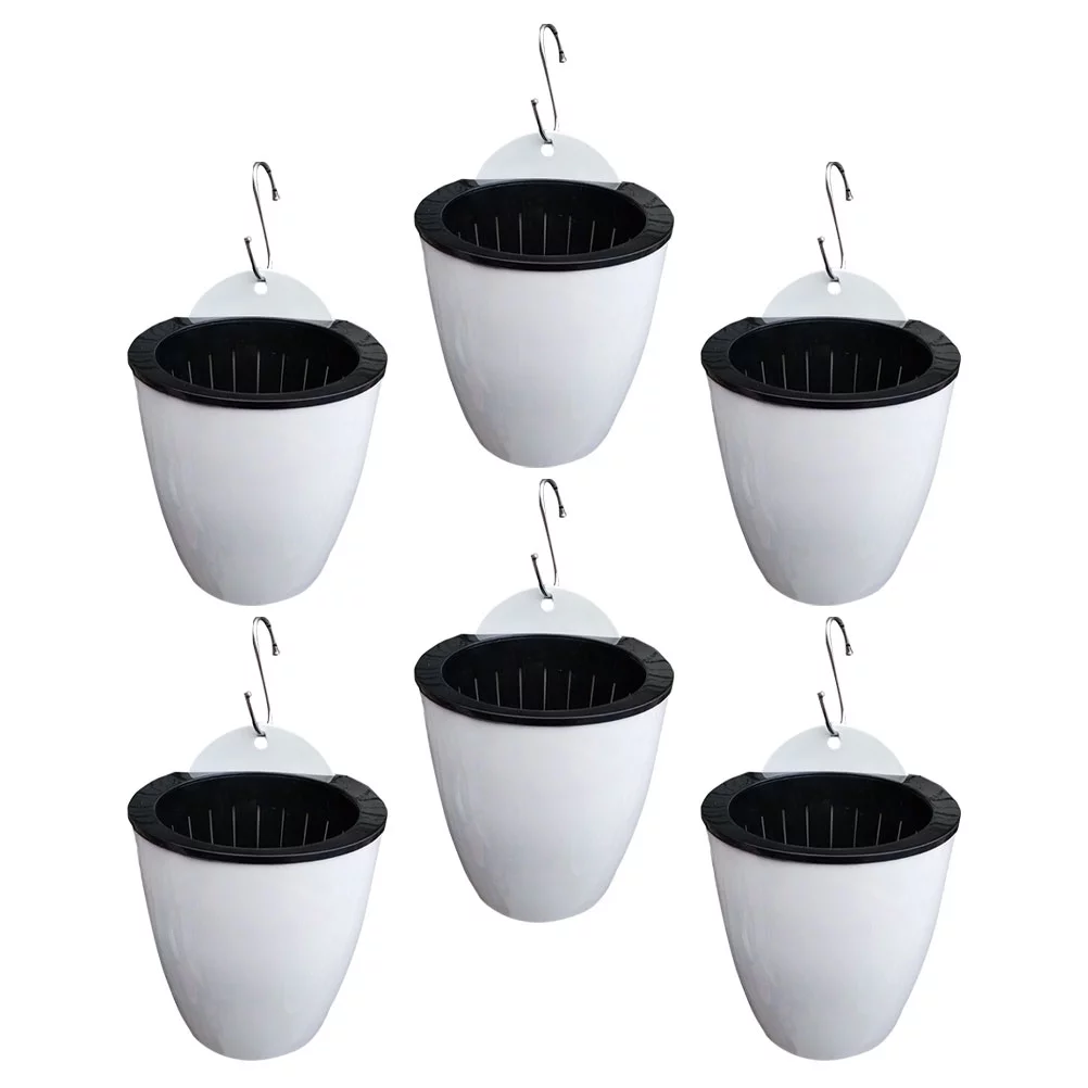 6 Sets Flowerpot House Plant Pots Lazy Decorative for Plants Hydroponics White Plastic