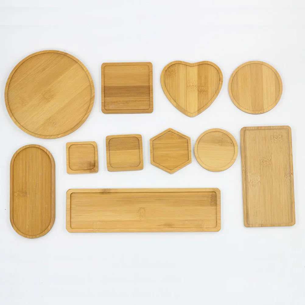 HEMOTON 8pcs Bamboo Round Flower Pot Tray Bonsai Succulent Plant Saucer for Indoor & Outdoor Plants 7.5x7.5cm