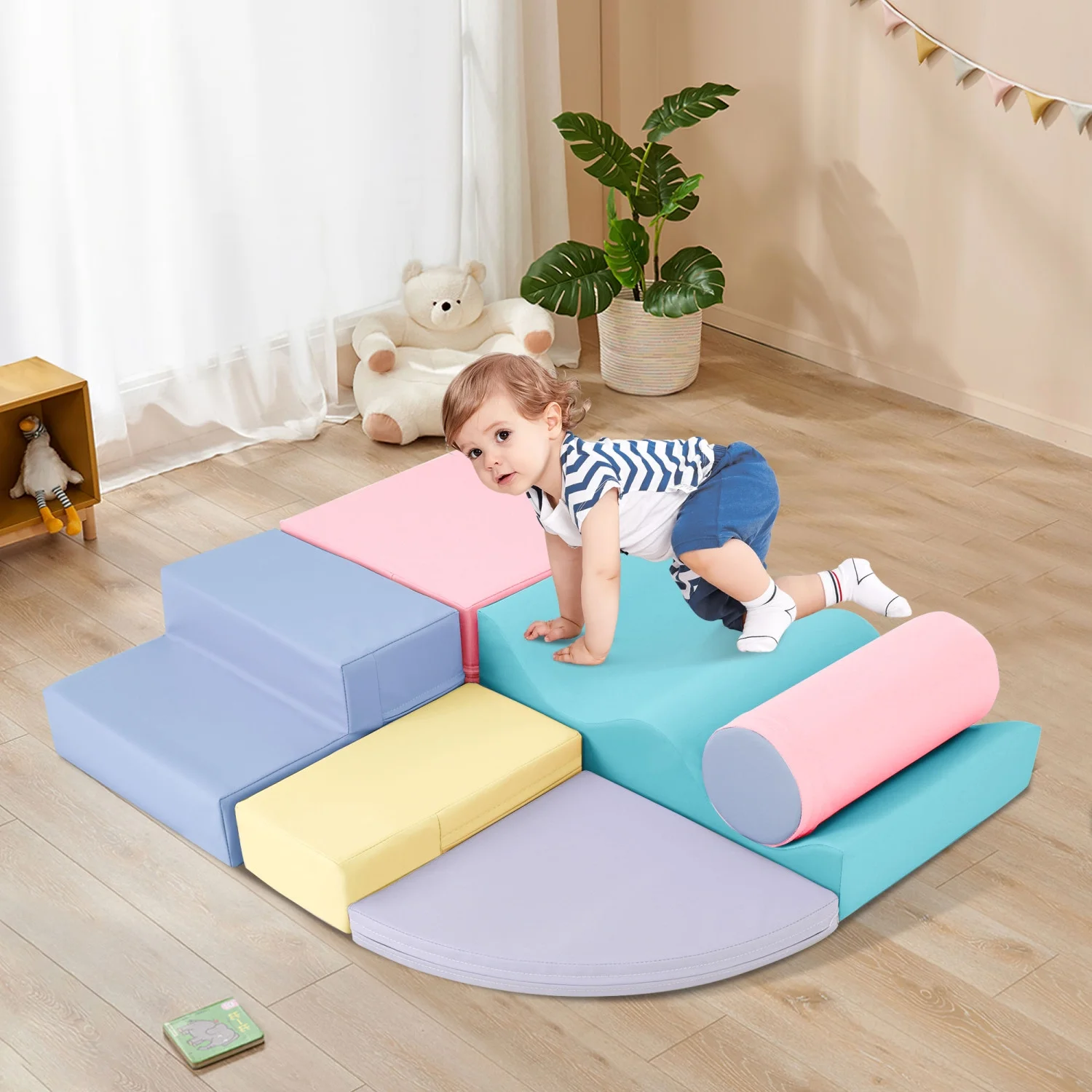 Exciting Indoor Soft Foam Climbing and Crawling Playset for Kids - Complete 6 in 1 Playground Equipment for an Active Home Experience of Climbing and Crawling