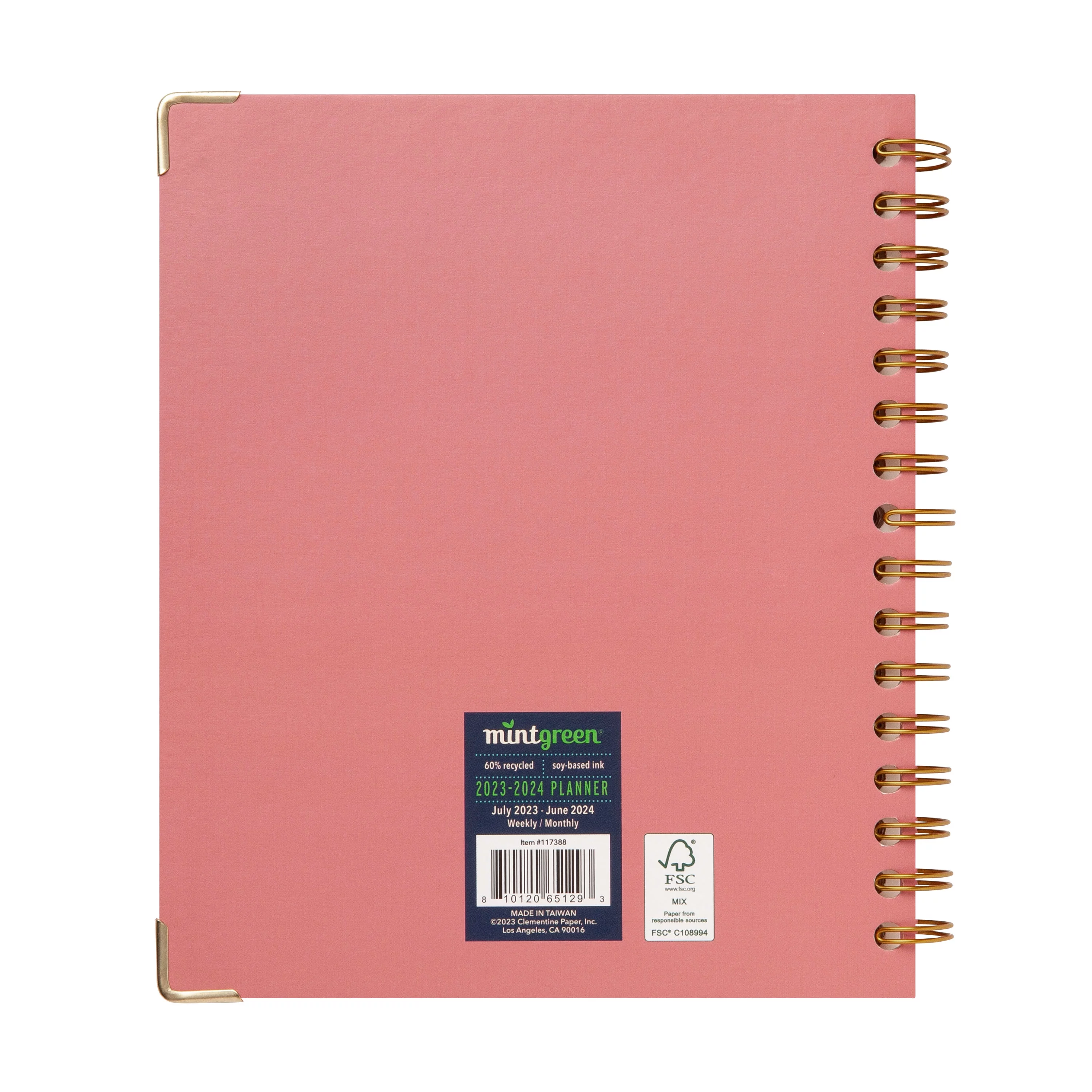 2023-2024 Mintgreen Weekly/Monthly Spiral Planner, 7.25