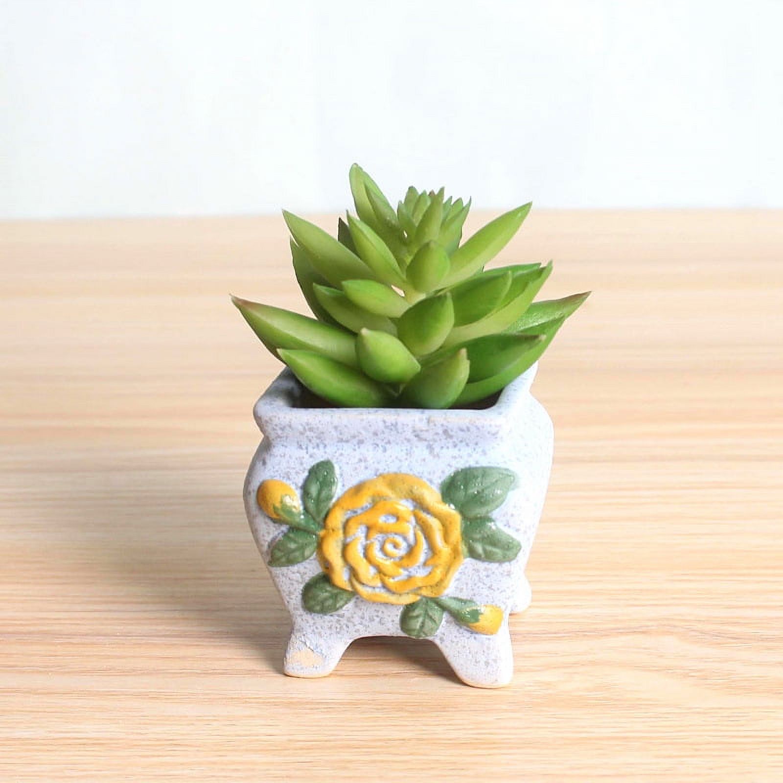 Ceramic Succulent Planter - Thumb Pot, Hand-Painted Mini Succulent Planter