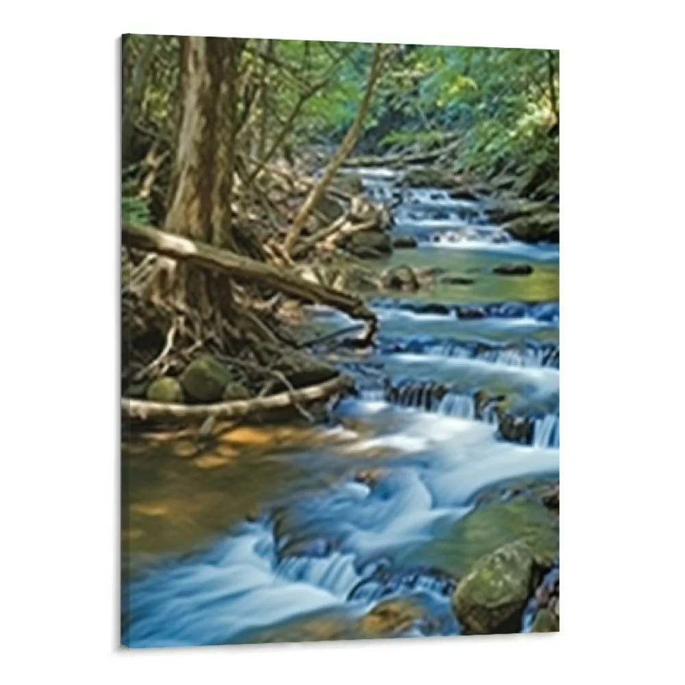 PRATYUS Waterfall Canvas Wall Art Decor for Living Room,Calming Falls Picture Prints of Relaxing Pond in Tropical Forest Unframed 16X20 inch