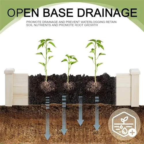 Betterland 8 FT Wooden Raised Garden Bed Outdoor Elevated Flower Planter Box Kit for Vegetables Fruits Herb Grow Yard Gardening, Natural