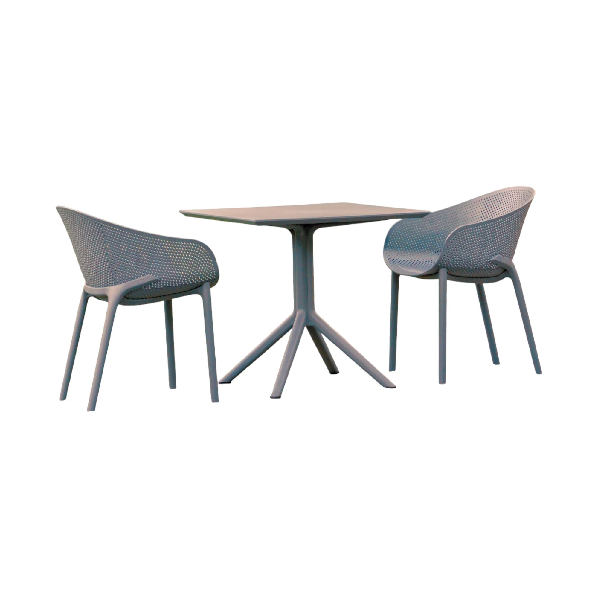 Luxury Commercial Living 3-Piece Dark Gray Patio Bistro Set with Square Table 32