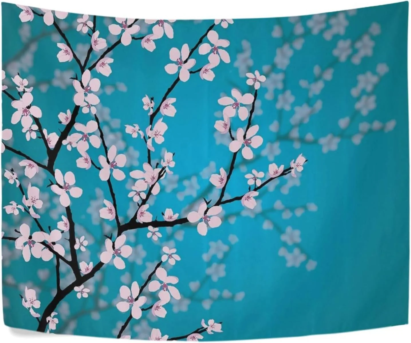 Plum Cherry Blossom Tapestry Wall Hanging Tapestries Happy Colorful Hippie Psychedelic Art Polyester Carpet Wall Decorative for Living Room Bedroom 60x51inch Home Decor Gifts