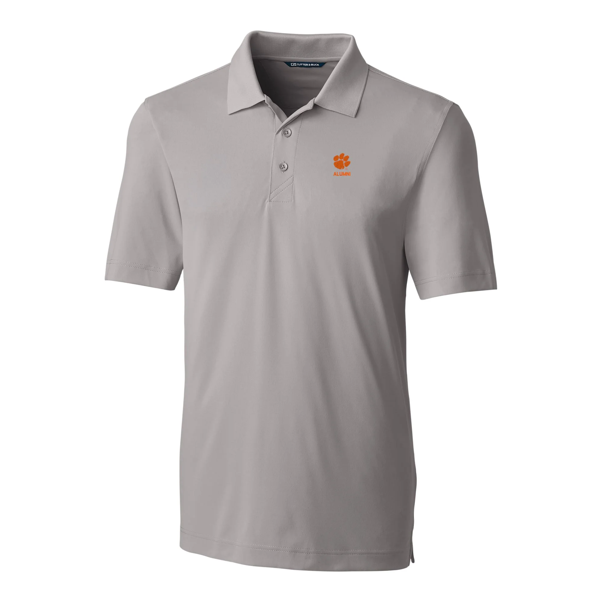 Men's Cutter & Buck  Gray Clemson Tigers Alumni Logo Forge Stretch DryTec Polo