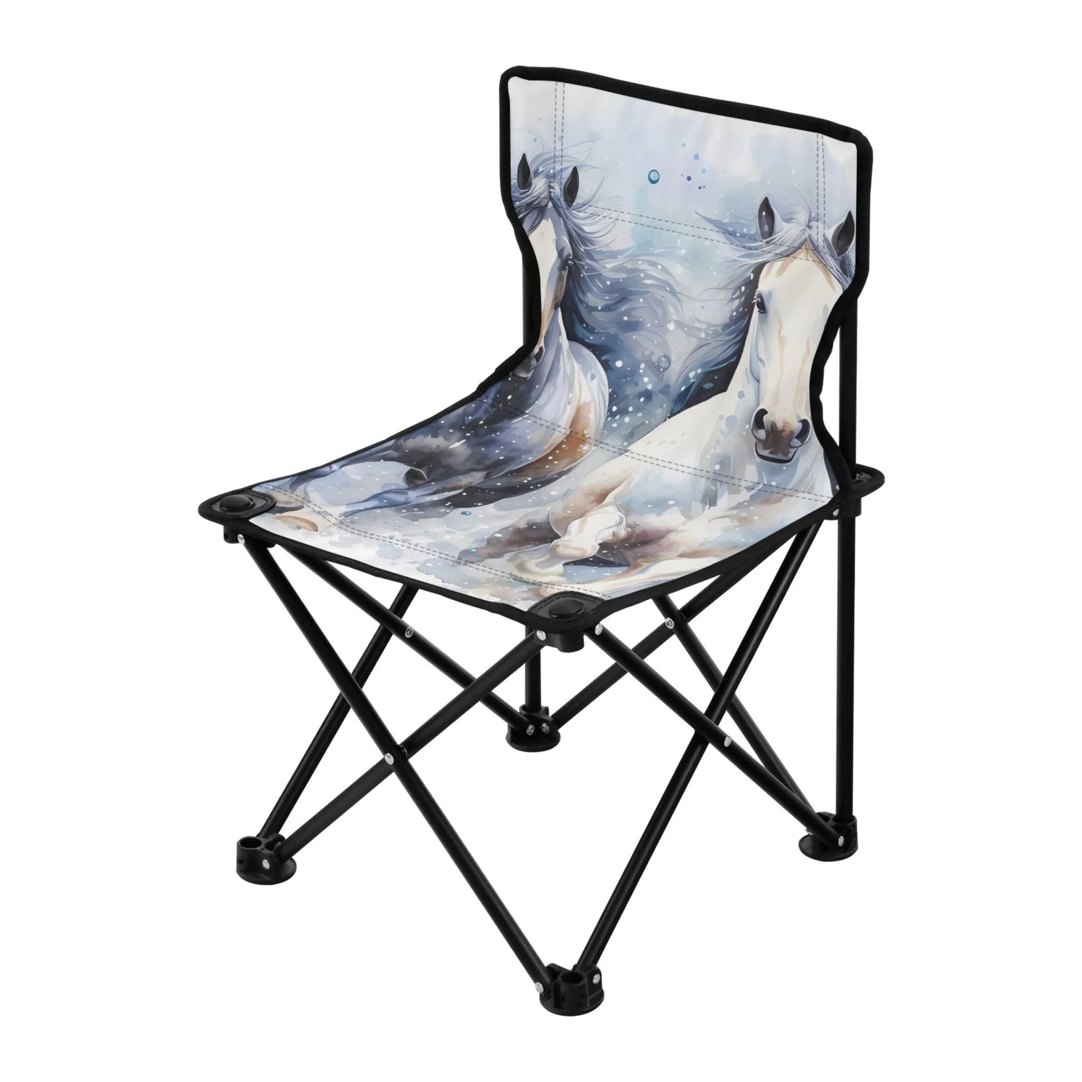 Horses Portable Camping Chair Outdoor Folding Beach Chair Fishing Chair Lawn Chair with Carry Bag Support to 220LBS