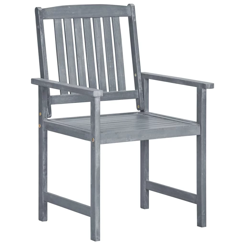 Walmeck Patio Chairs with Cushions 2 pcs Gray Solid Acacia Wood