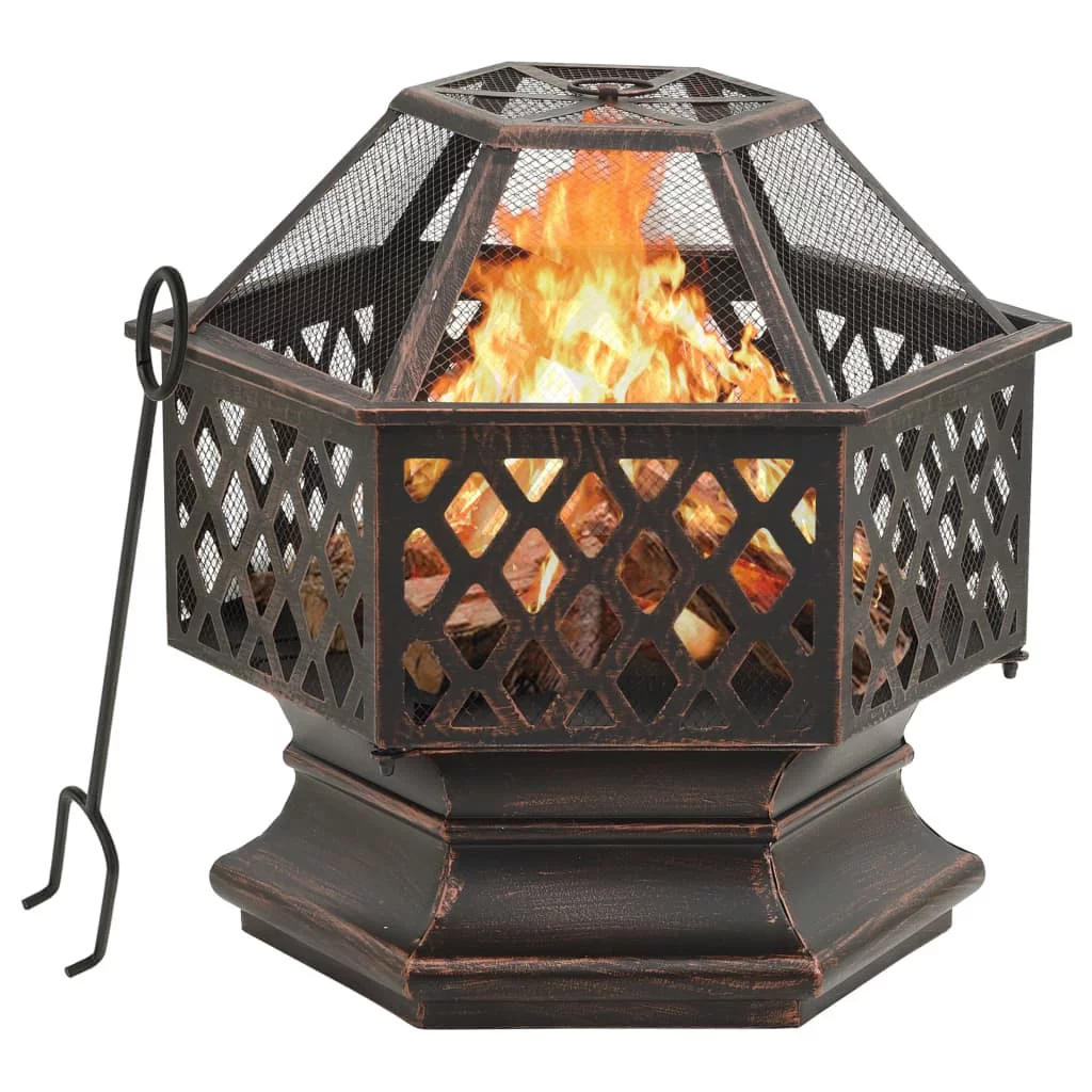 vidaXL Rustic Fire Pit with Poker 24.4