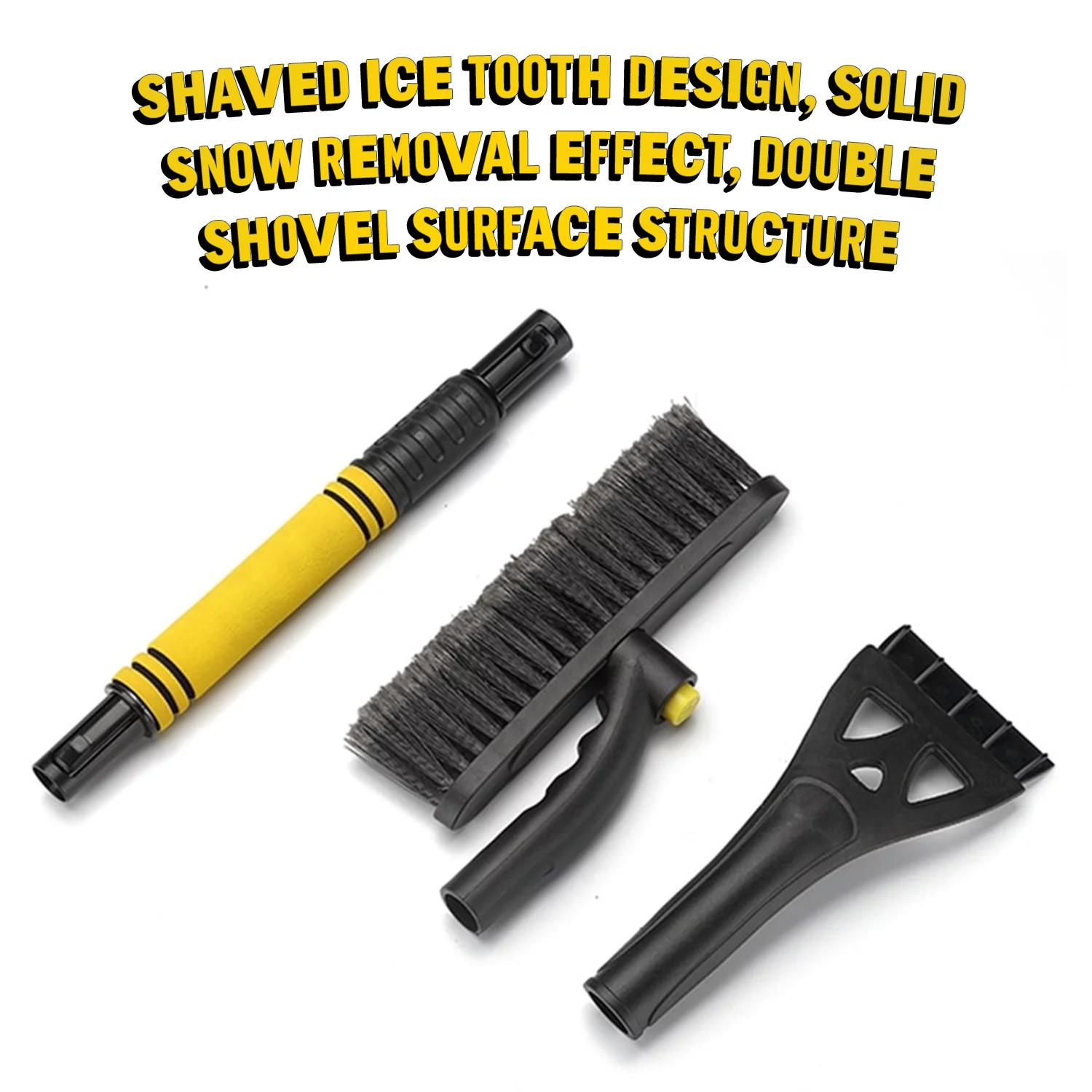 Melisa Heavy-Duty Frost Snow Ice Yellow Snow Brush,Detachable Deluxe Ice Scraper with Ergonomic Foam Grip for Cars