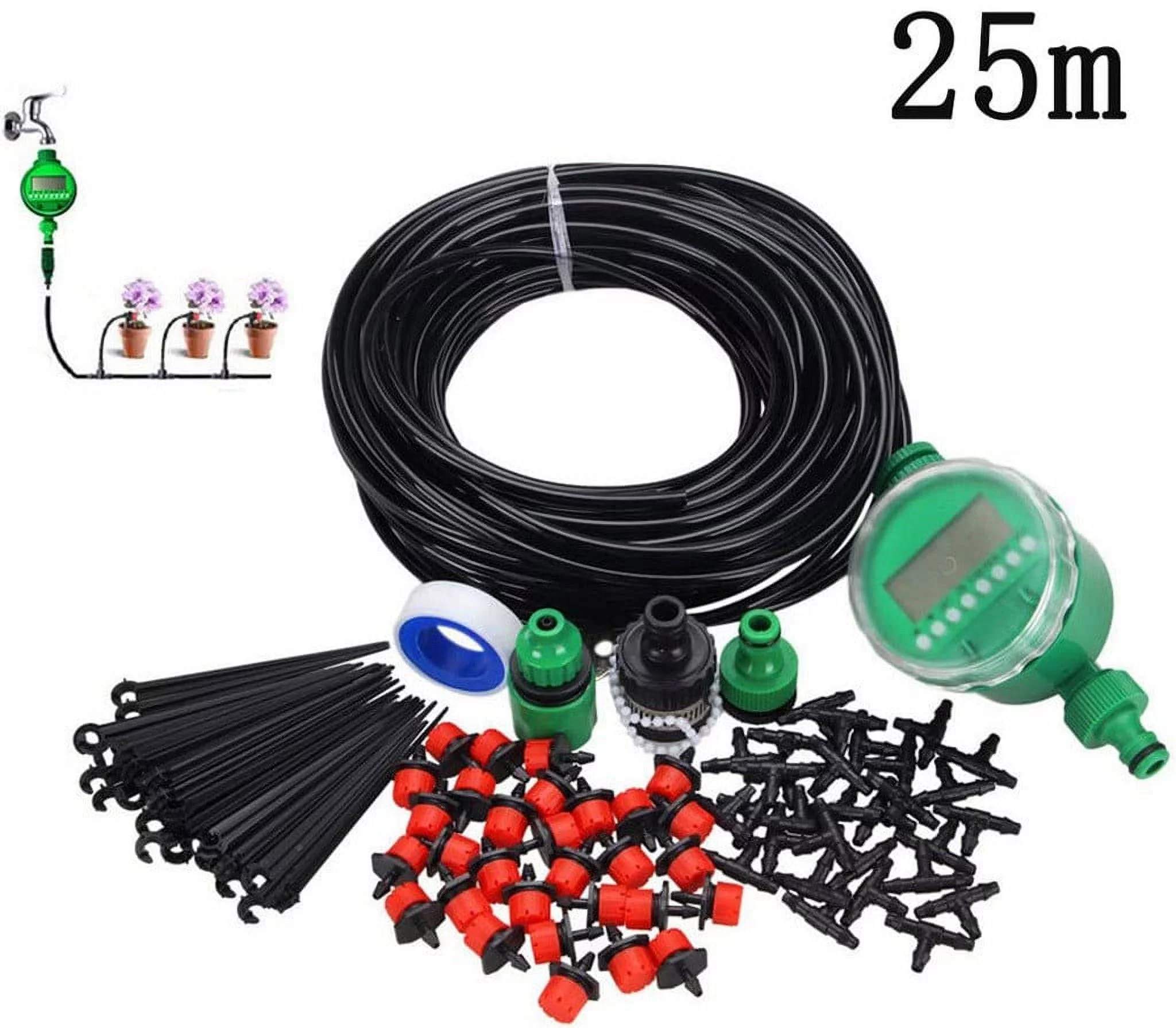 ZiSUGP Irrigation System Kit Kit Garden Timer Tubing Hose Watering Kits 5/8 Male Hose