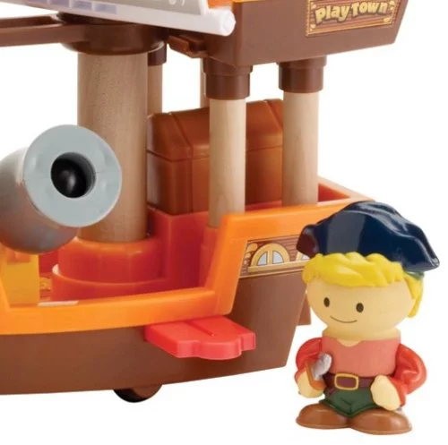 Learning Curve Play Town Pirate Ship and Pirates Set - Wooden Figure Play System