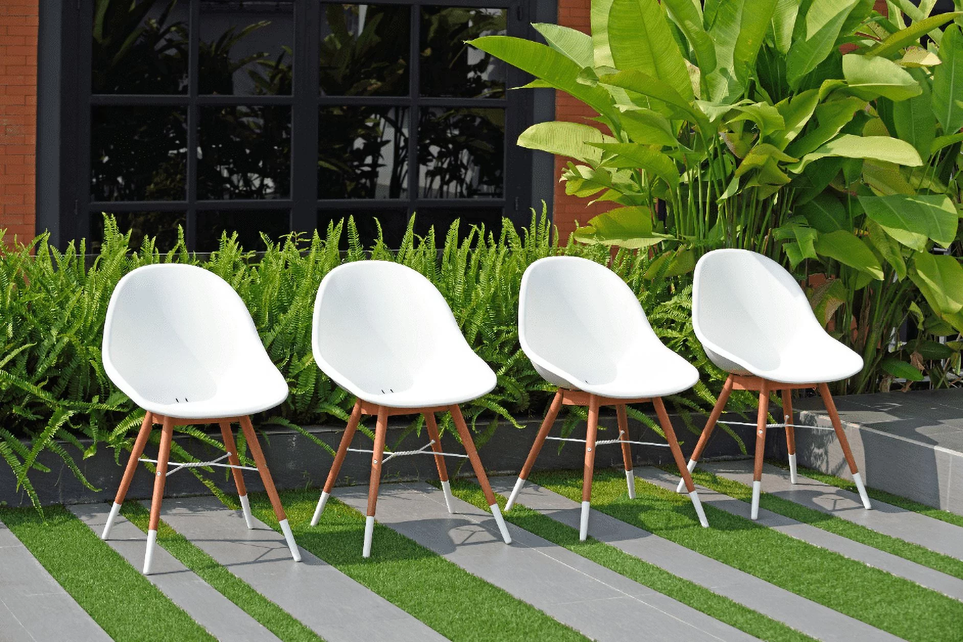 Amazonia Palermo Solid Wood & Resin Patio Chairs, Set of 4, Seating Capacity: 4