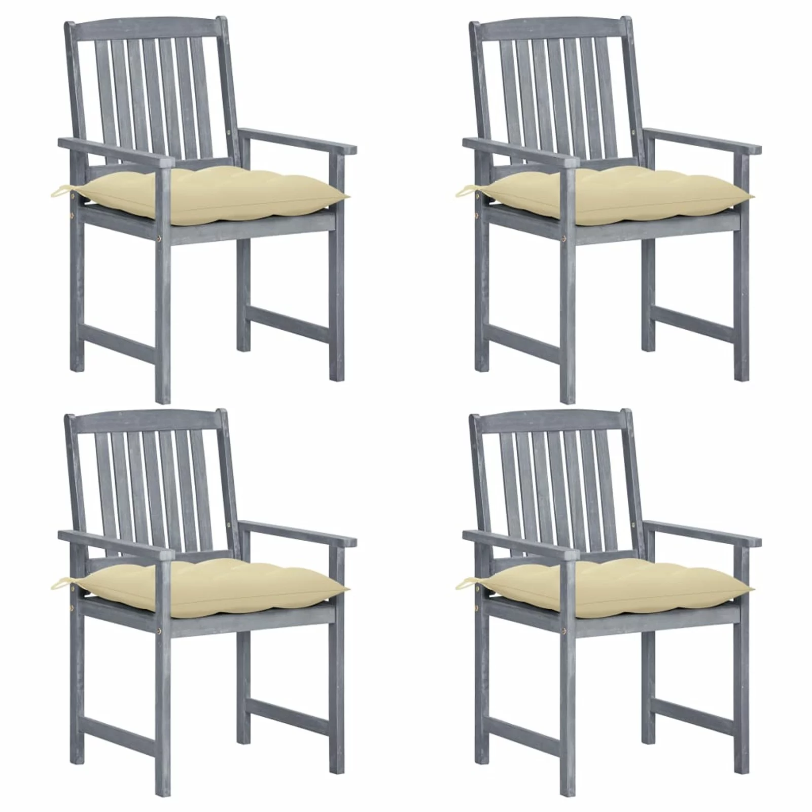 Walmeck Patio Chairs with Cushions 4 pcs Gray Solid Acacia Wood