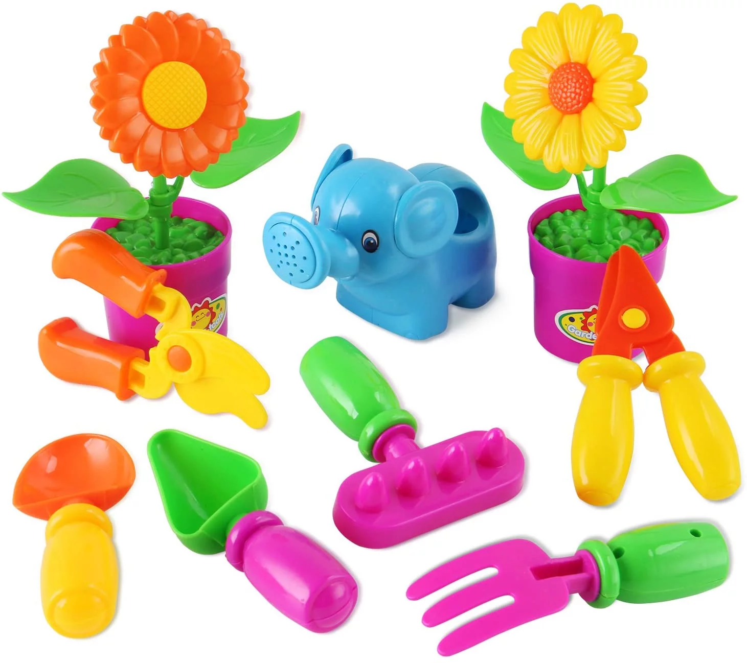 Little Garden Tool Playset Kids Pretend Play Gardening  9 Garden Tools and Plants Pieces