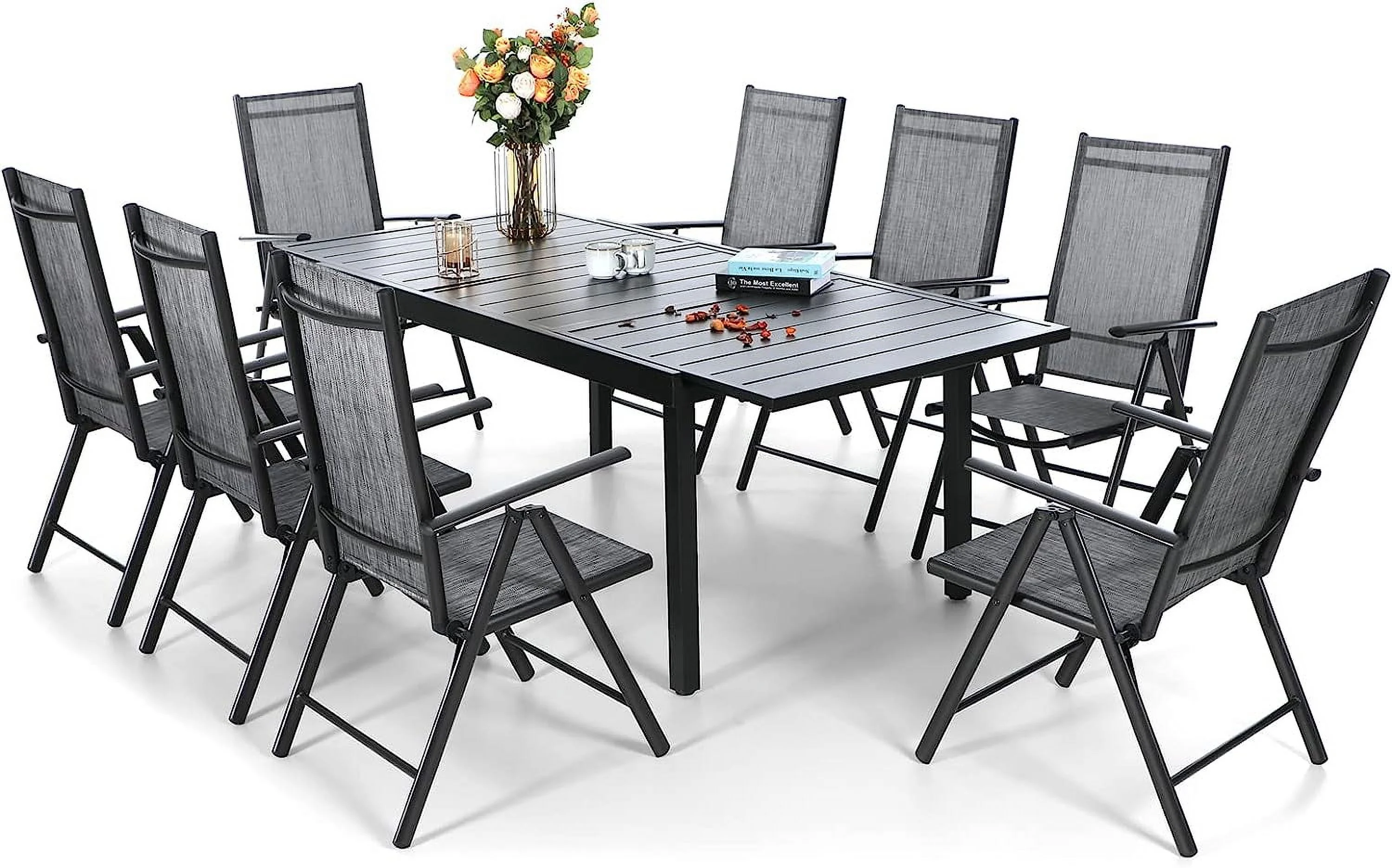 Kullavik 13 Pieces Outdoor Patio Furniture with 43" 55000BTU Gas Propane Fire Pit Table PE Wicker Rattan Sectional Sofa Patio Conversation Sets Grey