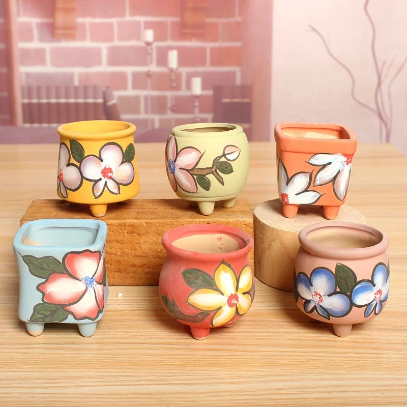 Hand-painted Ceramic Succulent Planter - Korean Style Thumb Plate for Seedling Cultivation